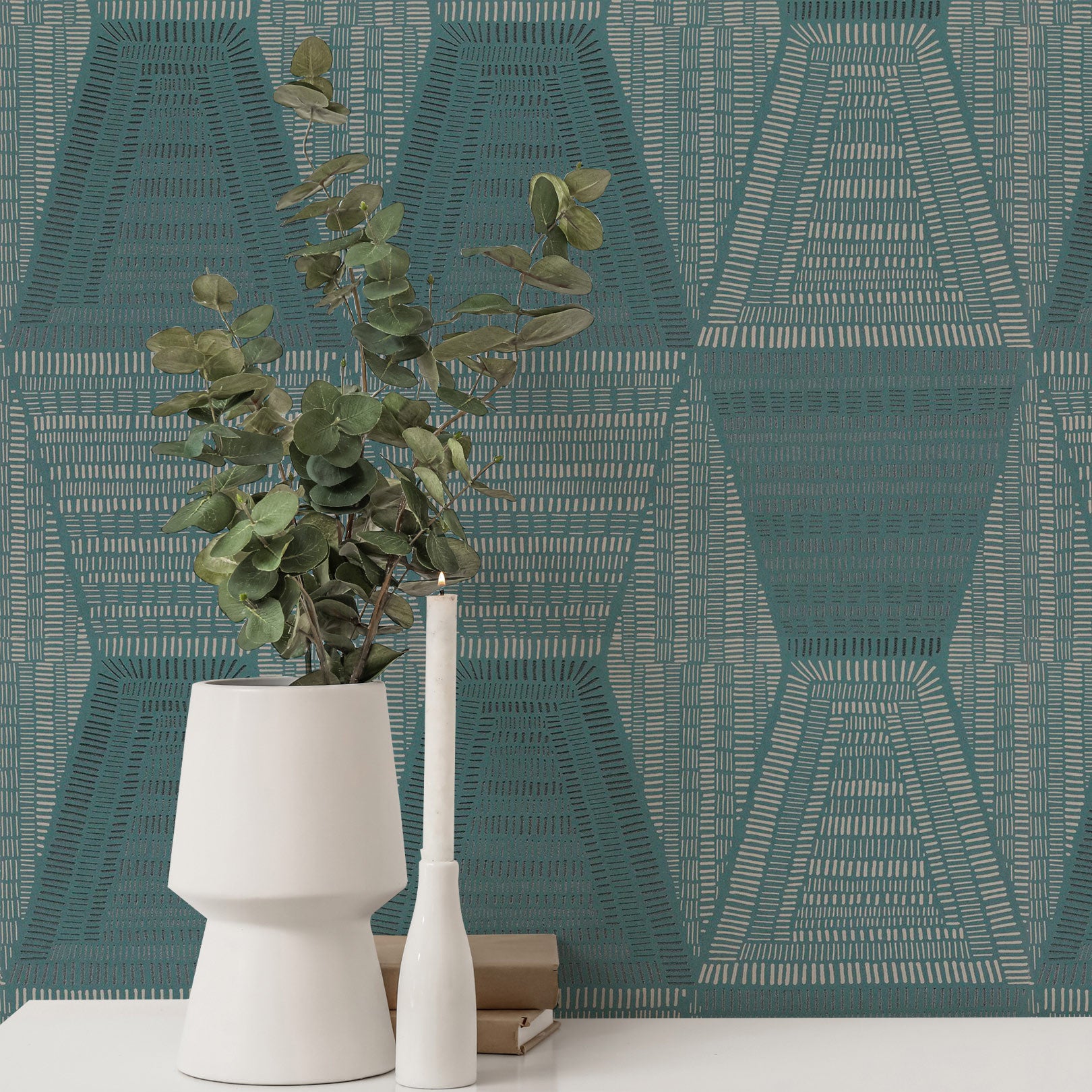 DAIA Abstract Pattern Wallpaper - VERT IMPERIAL Muted Blue
