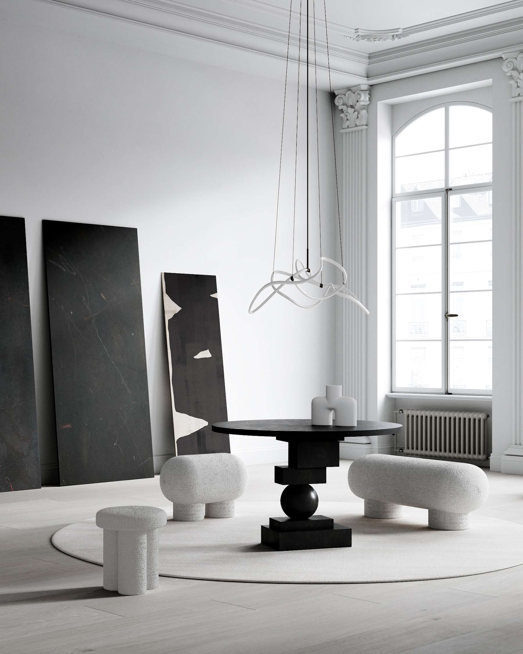 Stolek BIG FOOT bouclé bílý