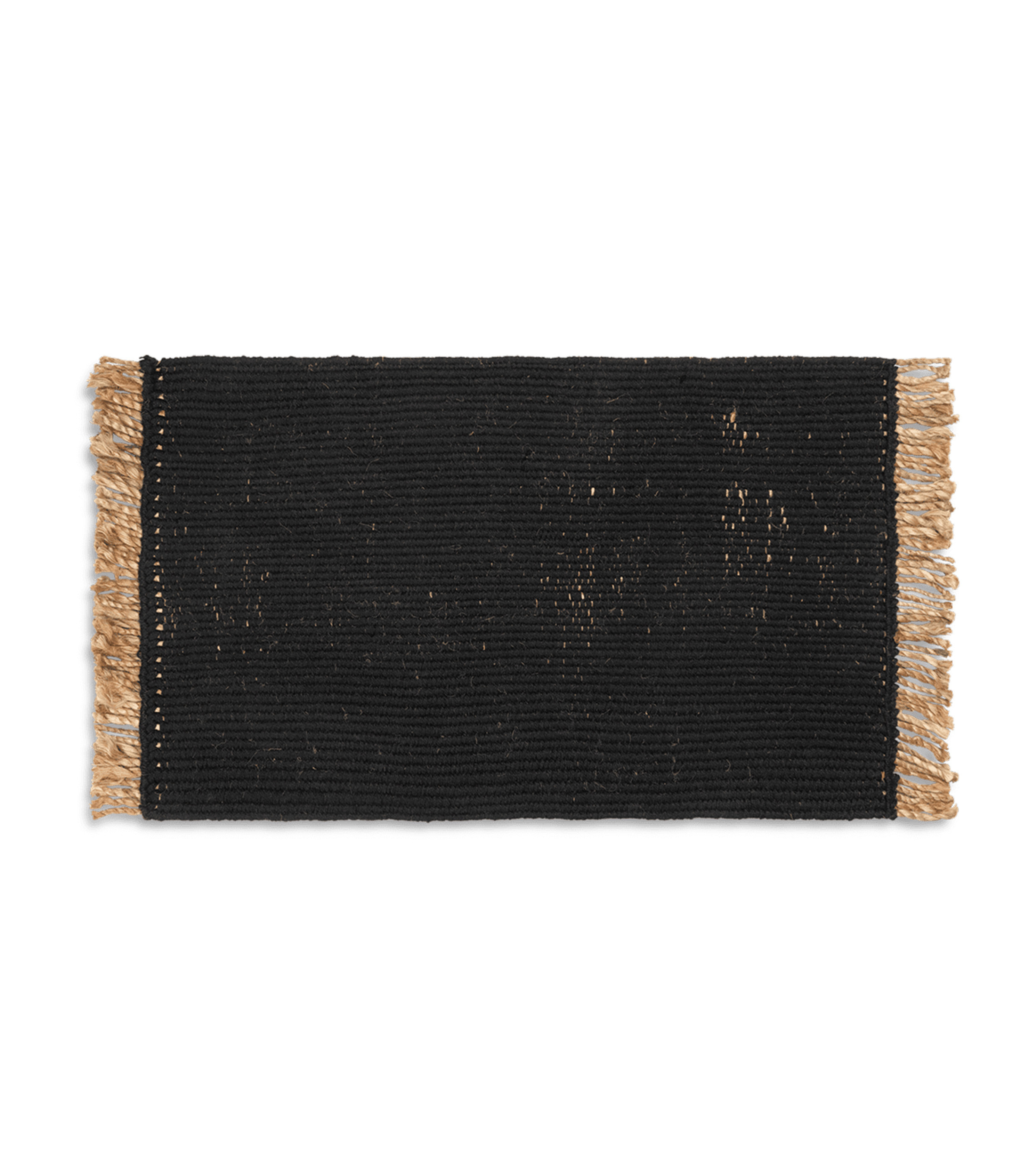 Dywanik BLOCK MAT czarny z beżowymi frędzlami