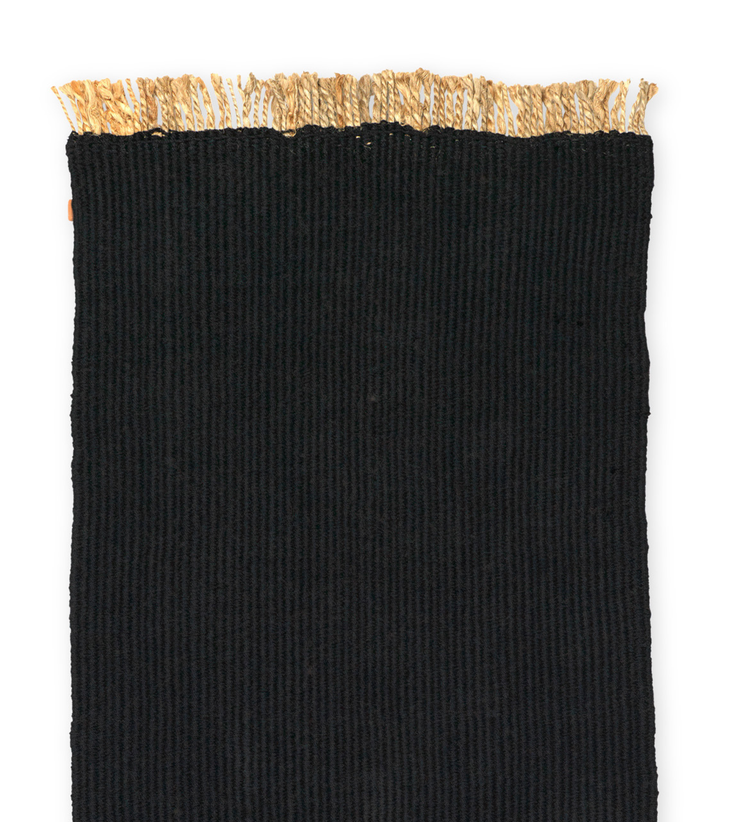 BLOCK RUNNER black runner with beige fringes