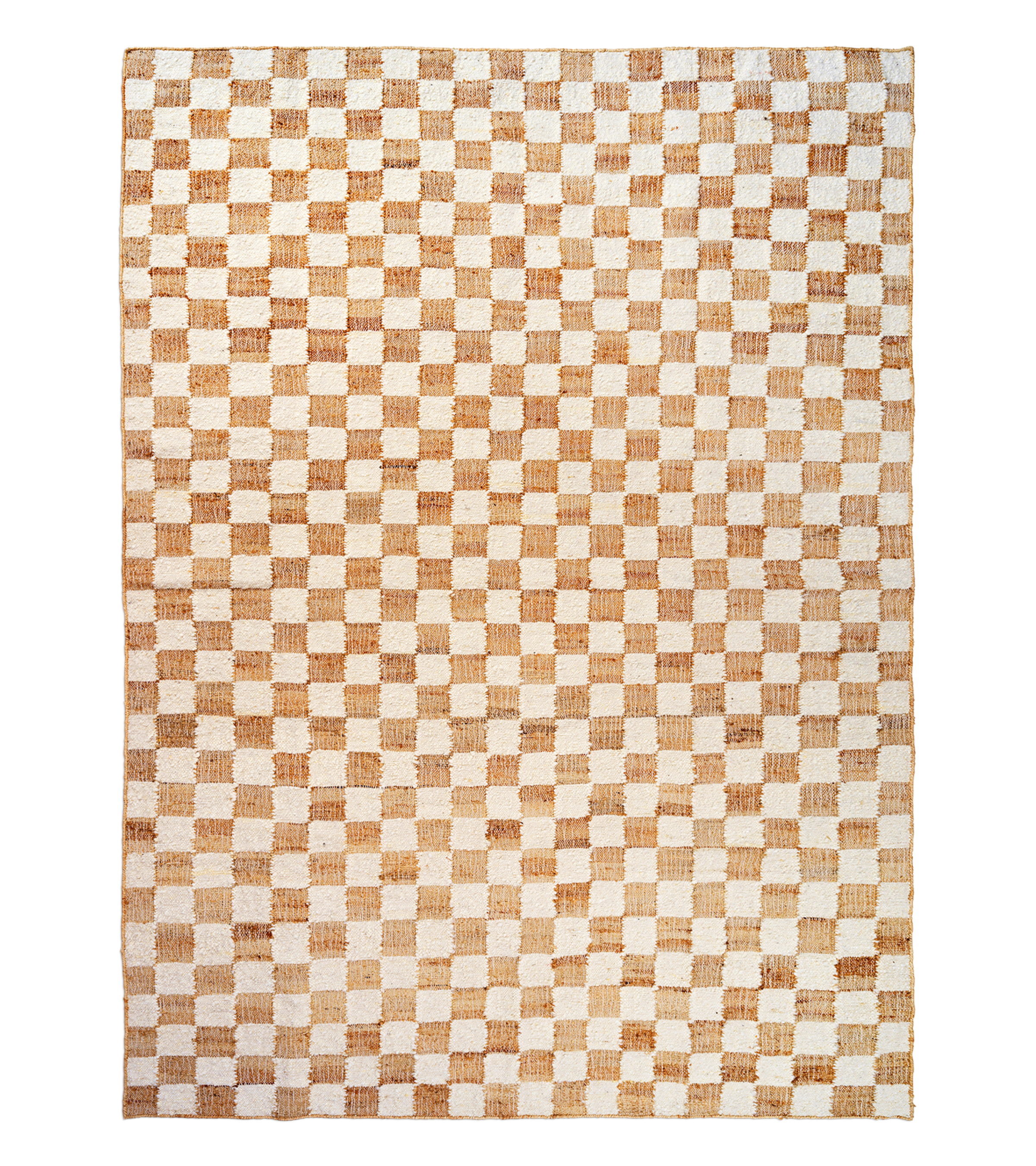 CHECK beige wool-jute rug