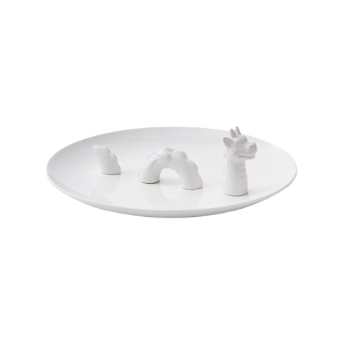 Decorative plate DRAGON white