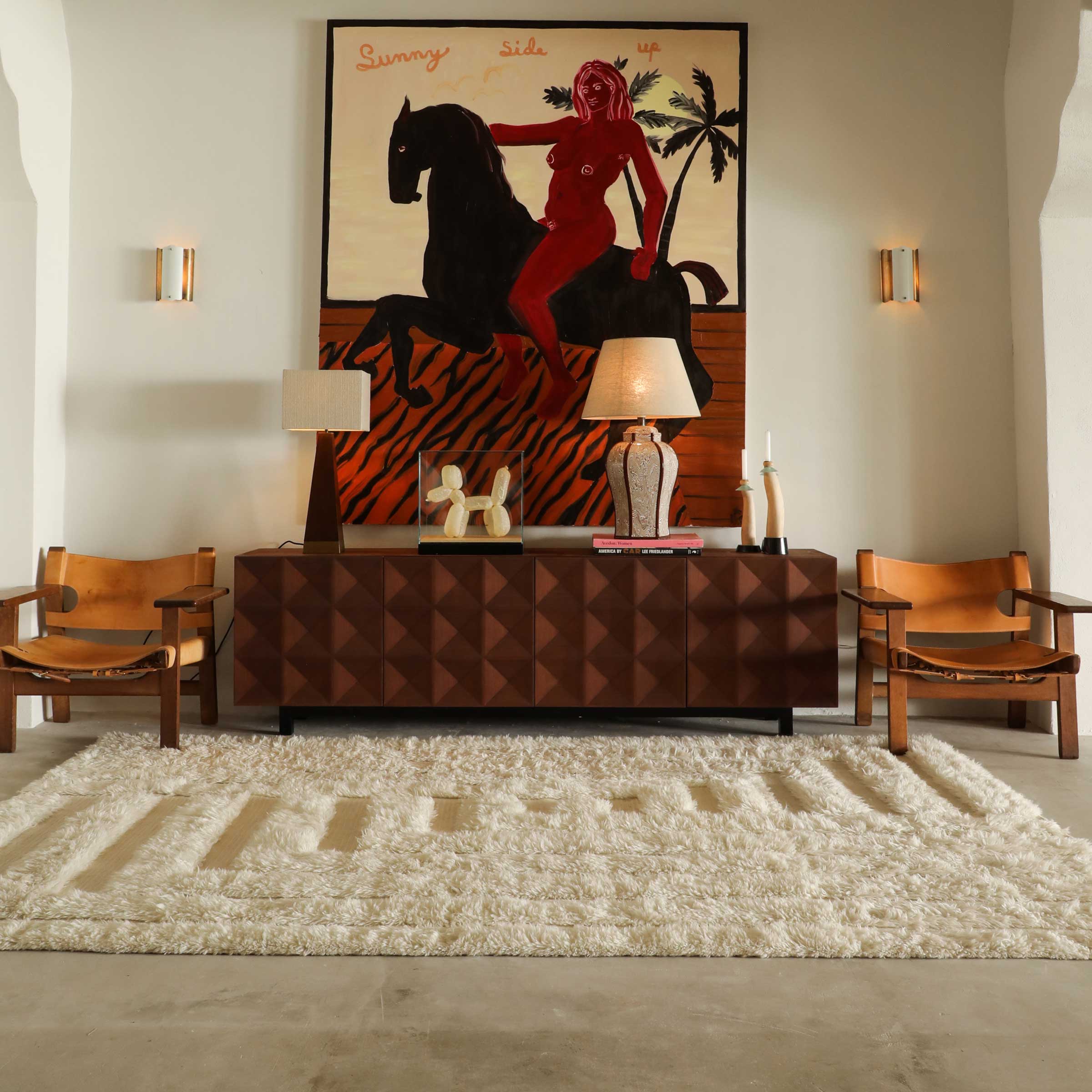 Dywan SHAGGY LABYRINTH biały z długim włosiem