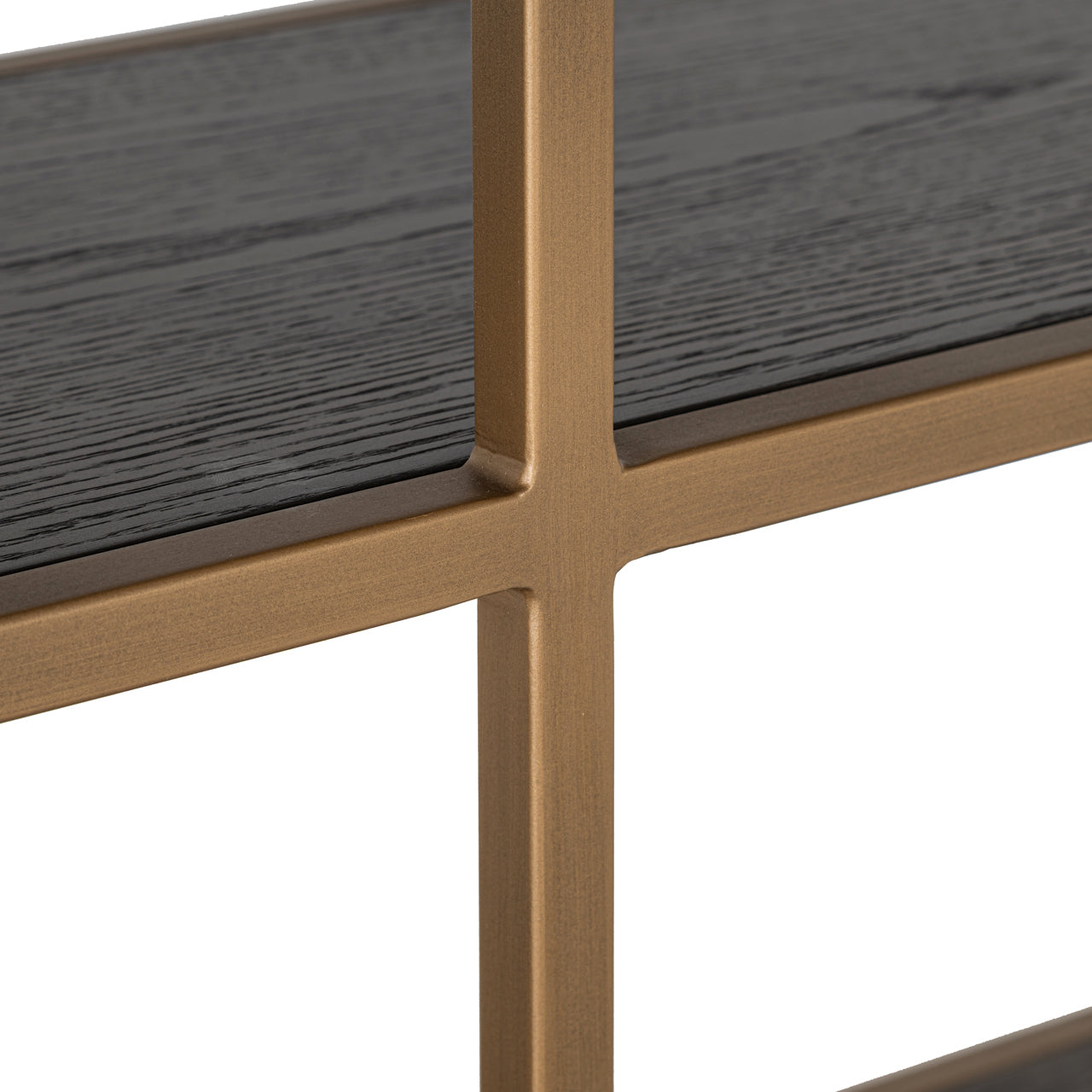 Regál CARTER dubová dýha se zlatým rámem