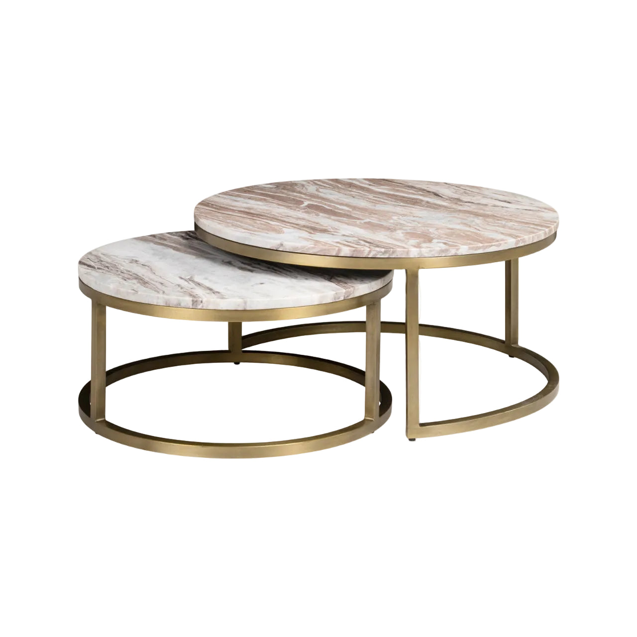 Sada konferenčních stolků BOTTEGA zlatá s mramorovou deskou