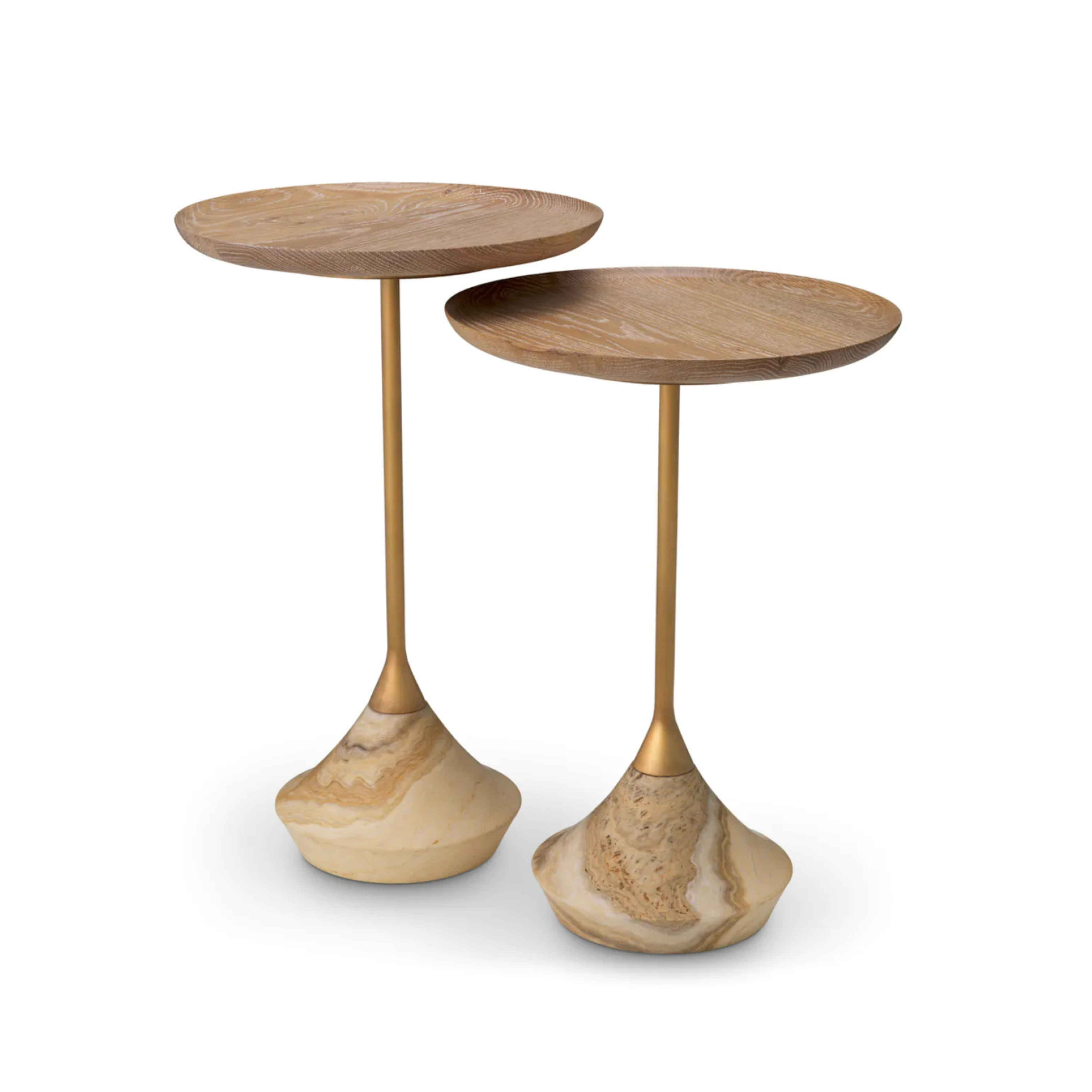 PUGLIA Table Set Oak Wood with Onyx Base