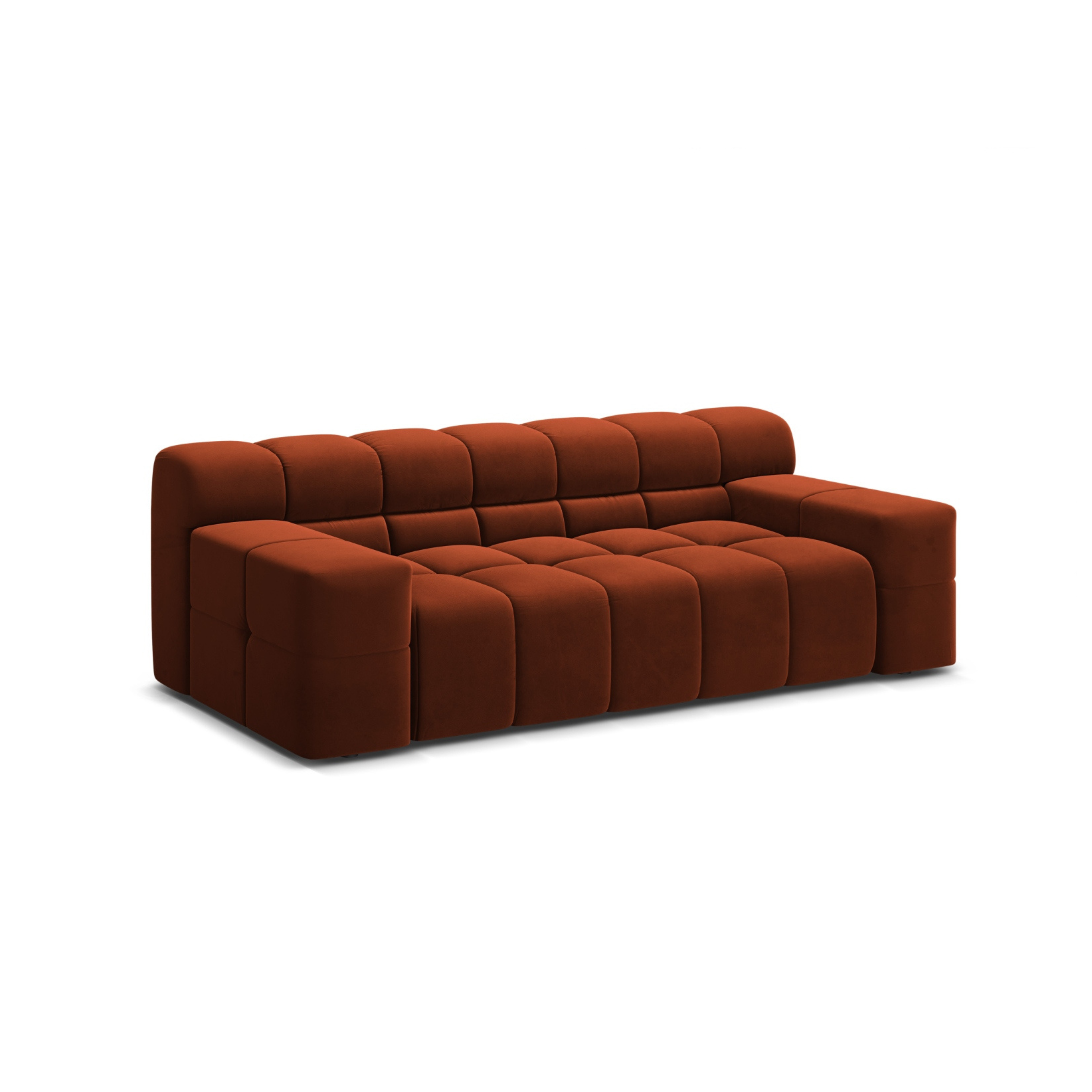 AGAVE brick-colored velvet 2-seater sofa