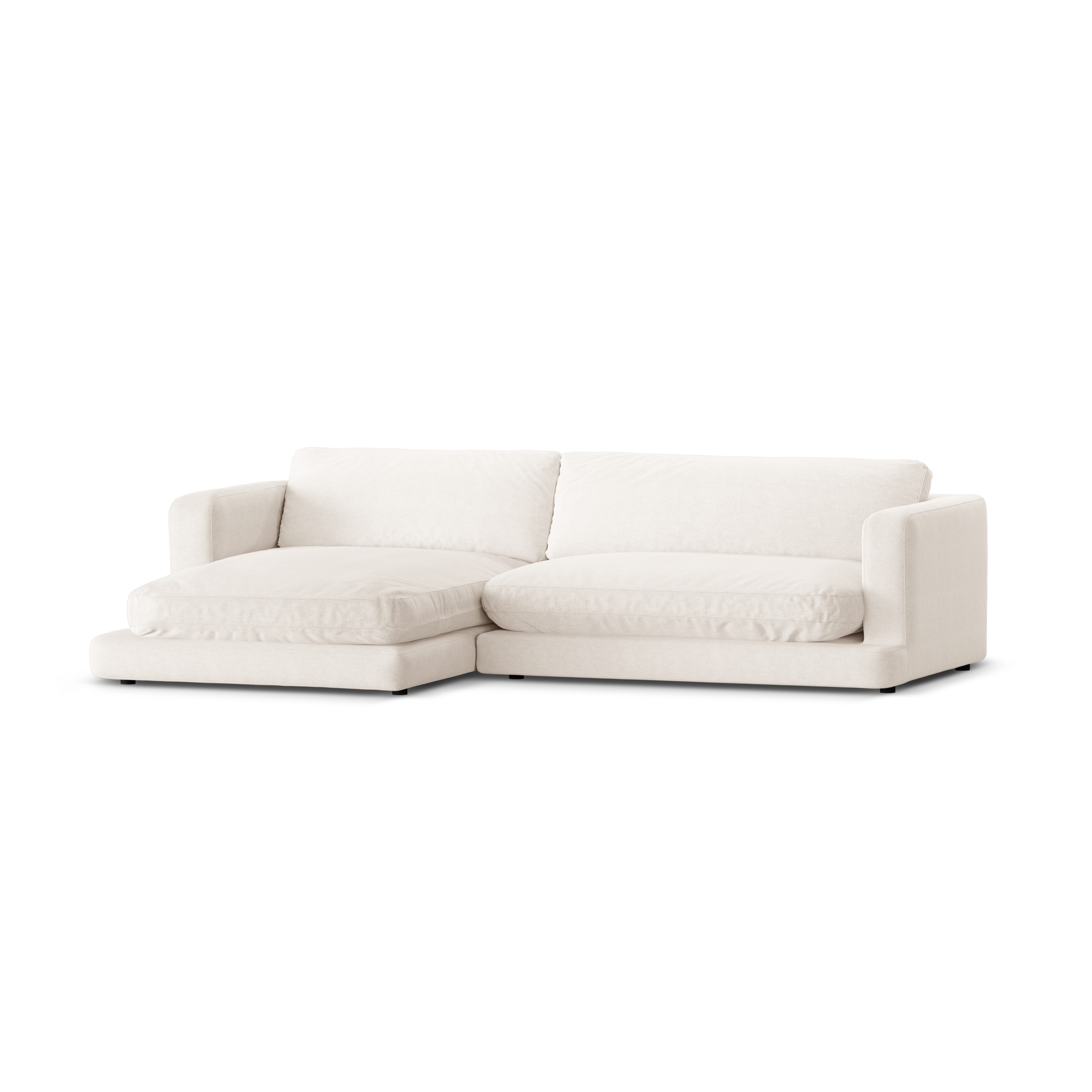 Left-sided corner sofa DAPHNE broken white chenille