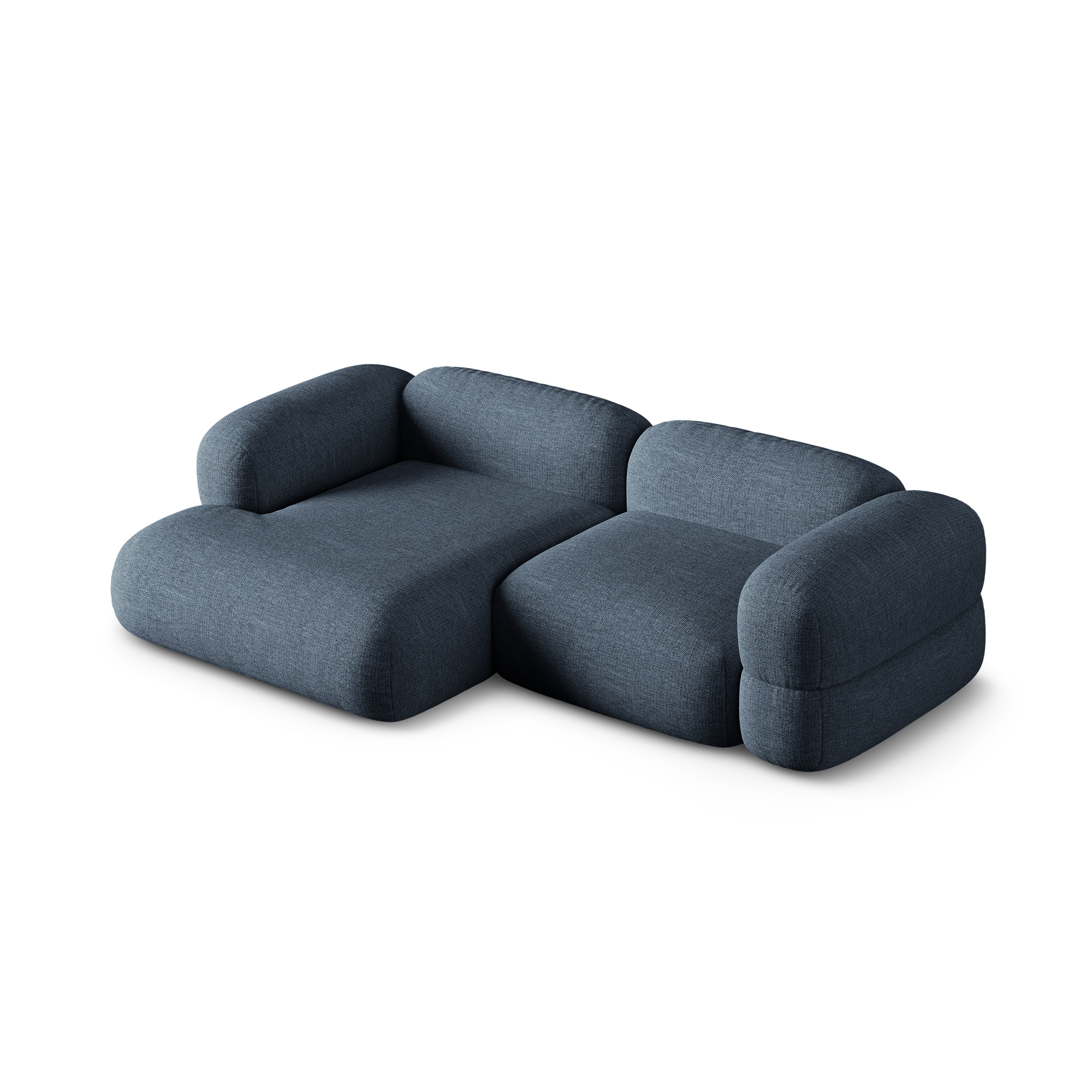 Left-sided corner sofa ROGER dark blue chenille