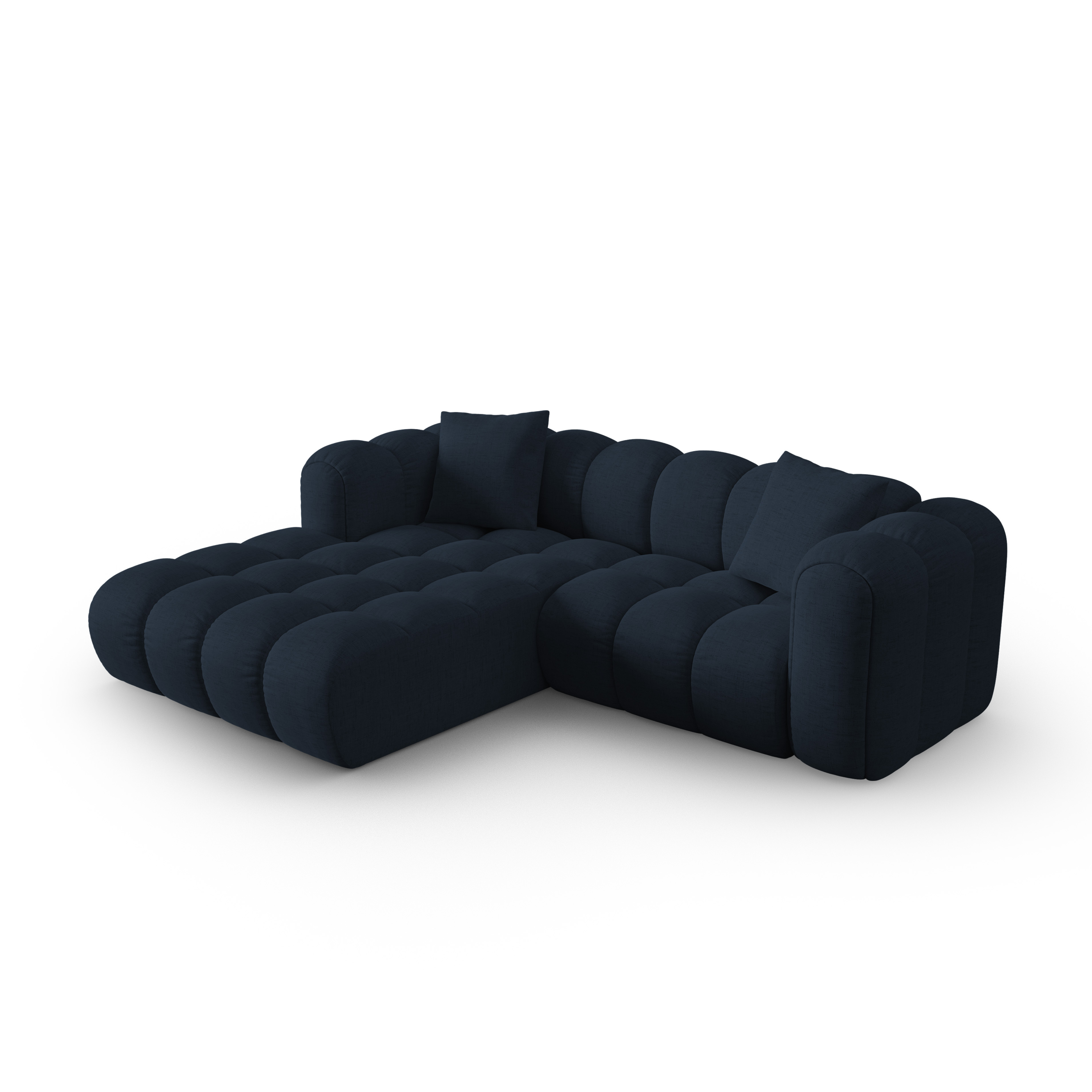Left-facing 3-seater corner sofa ASTRO royal navy chenille