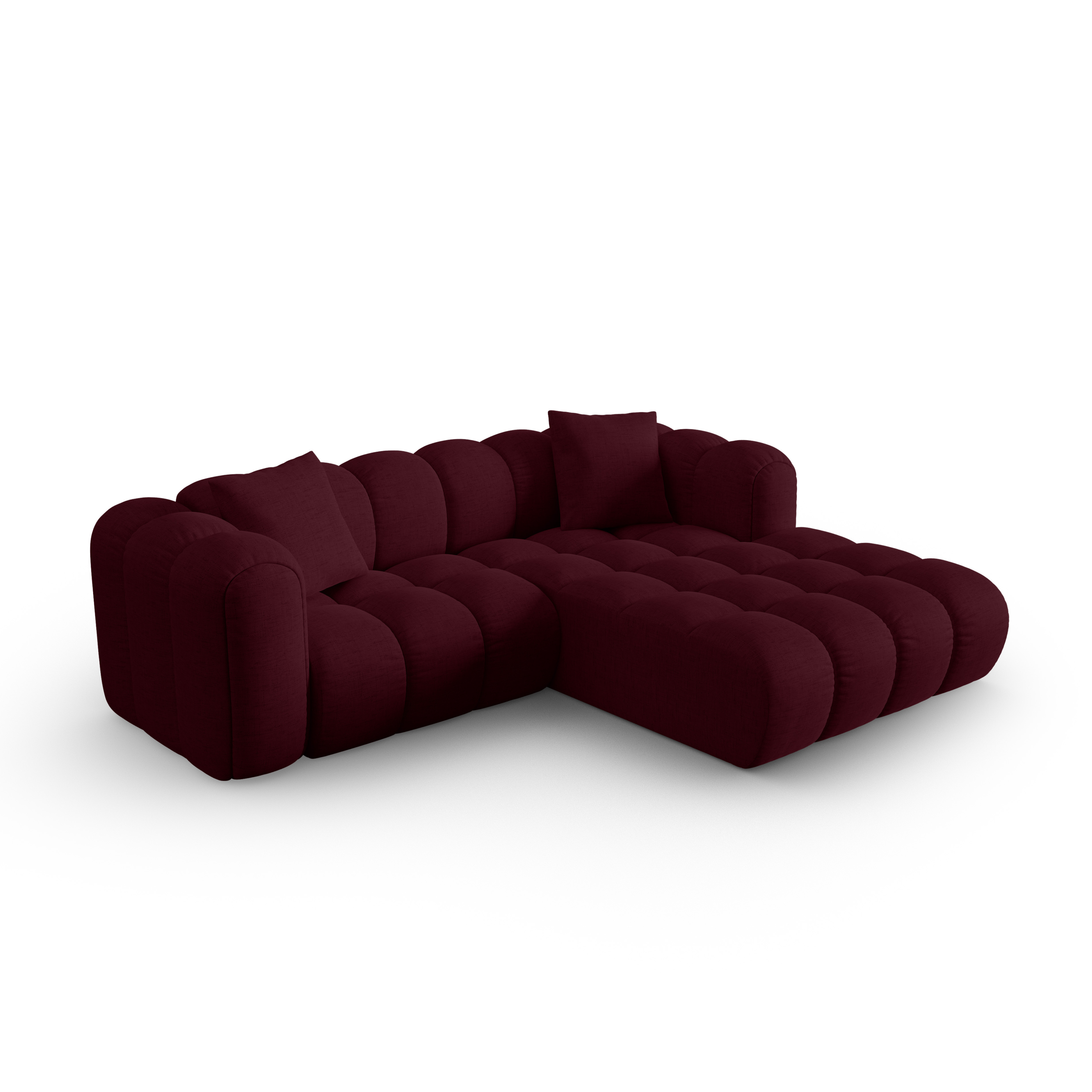 Right-facing 3-seater corner sofa ASTRO burgundy chenille
