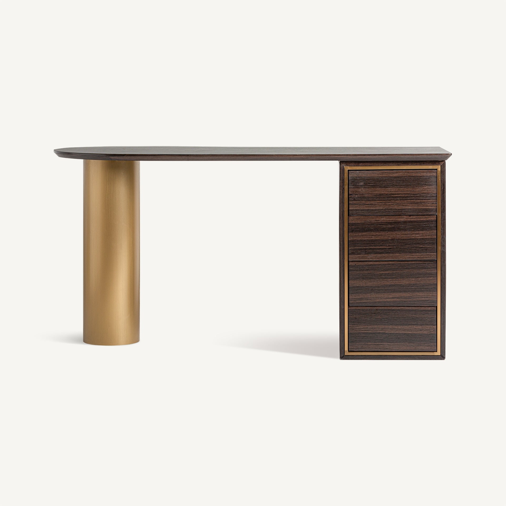 CHEB desk in pine wood with a gold base
