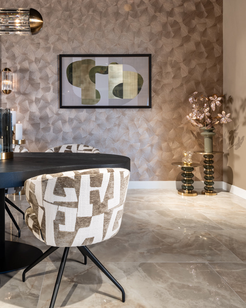 MILLY Cream Swivel Chair with Black Base