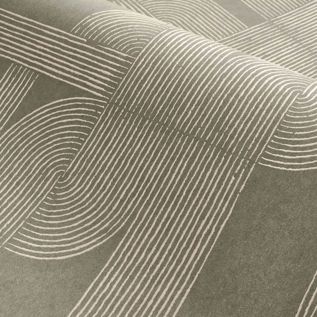 Tapeta s geometrickým vzorem HECTOR - VERT ztlumená zelená