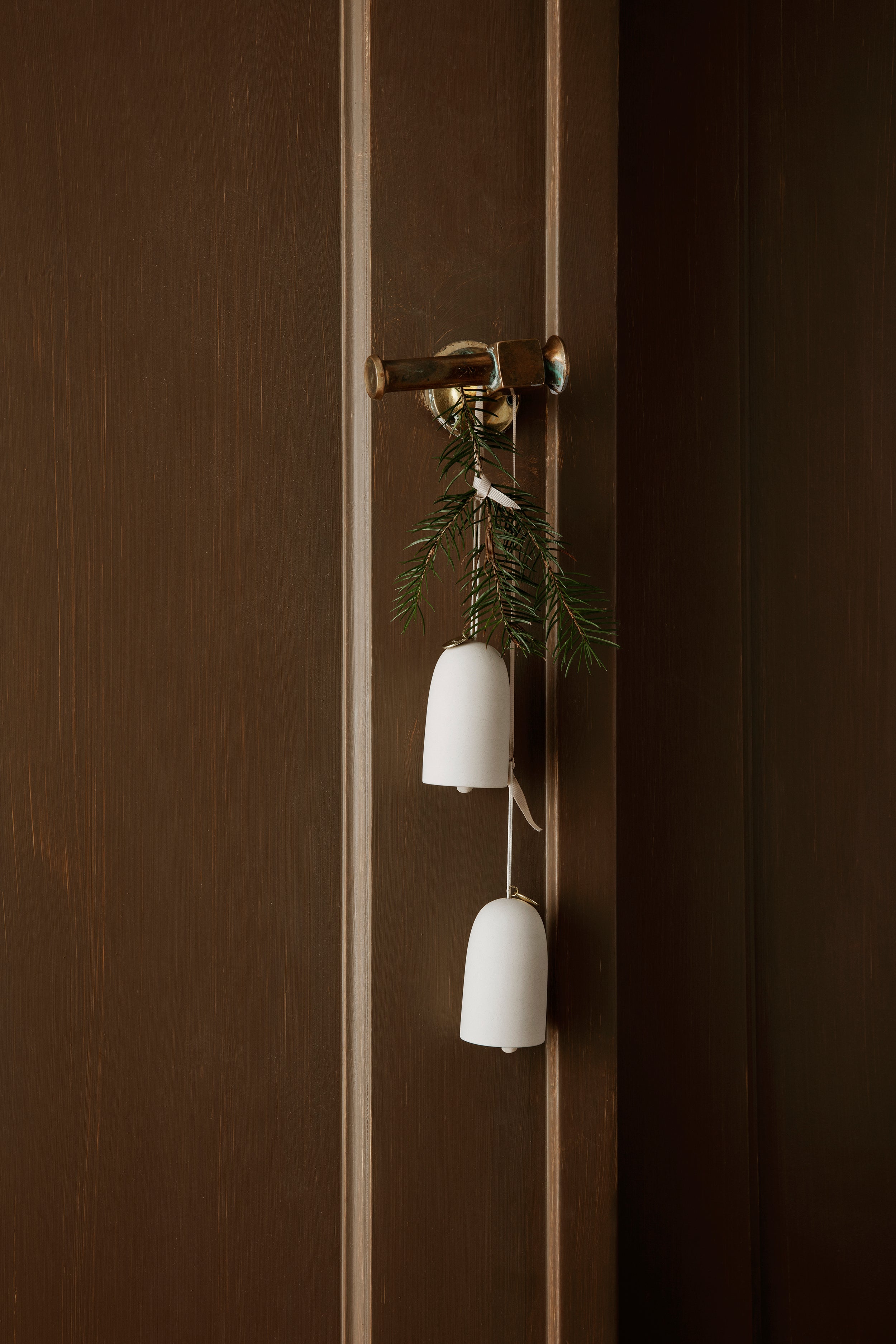 Sada vánočních zvonečků BELL CERAMIC bílá se zlatou