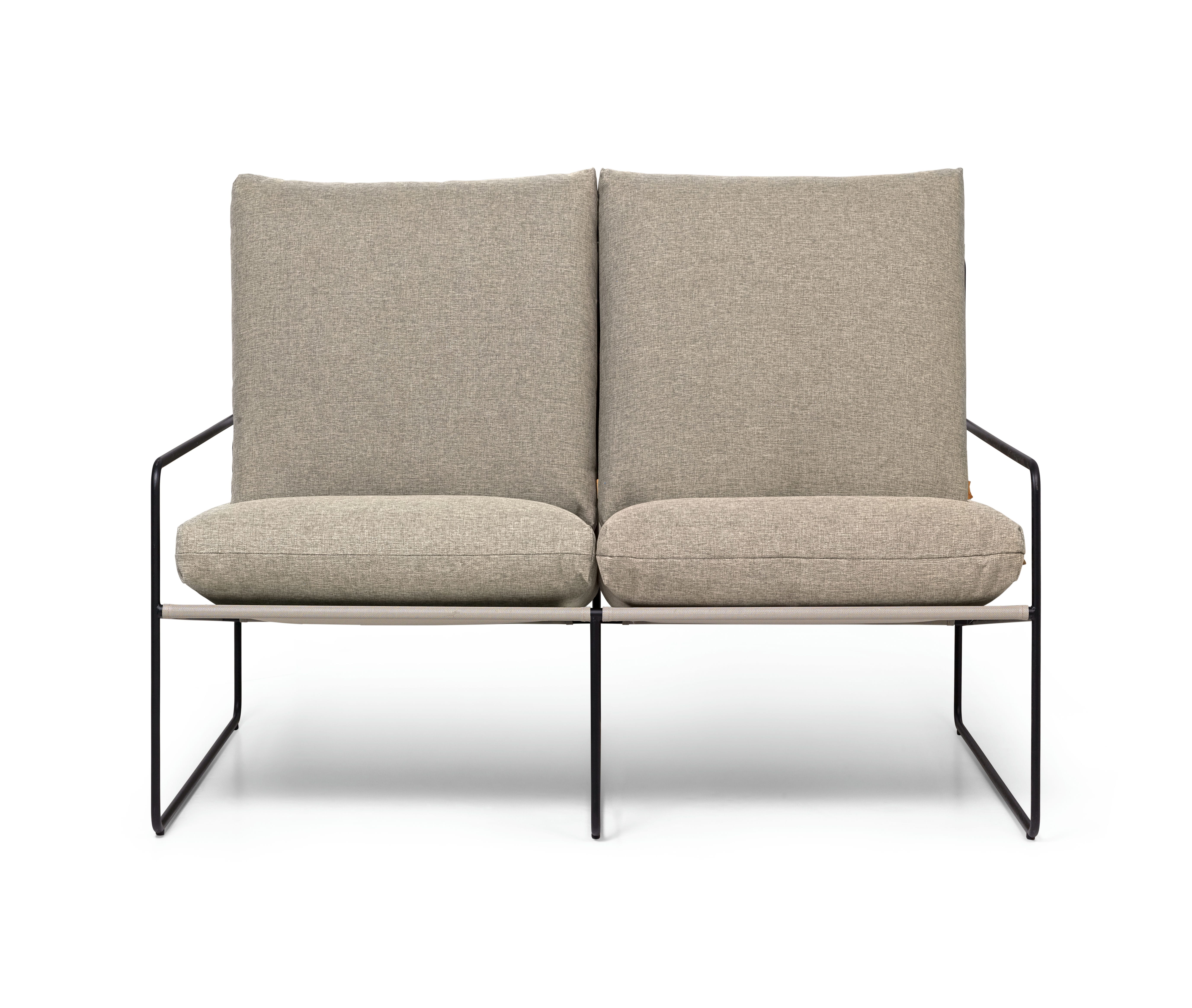 Sofa pro 2 osoby venkovní DESERT béžová s černým podstavcem