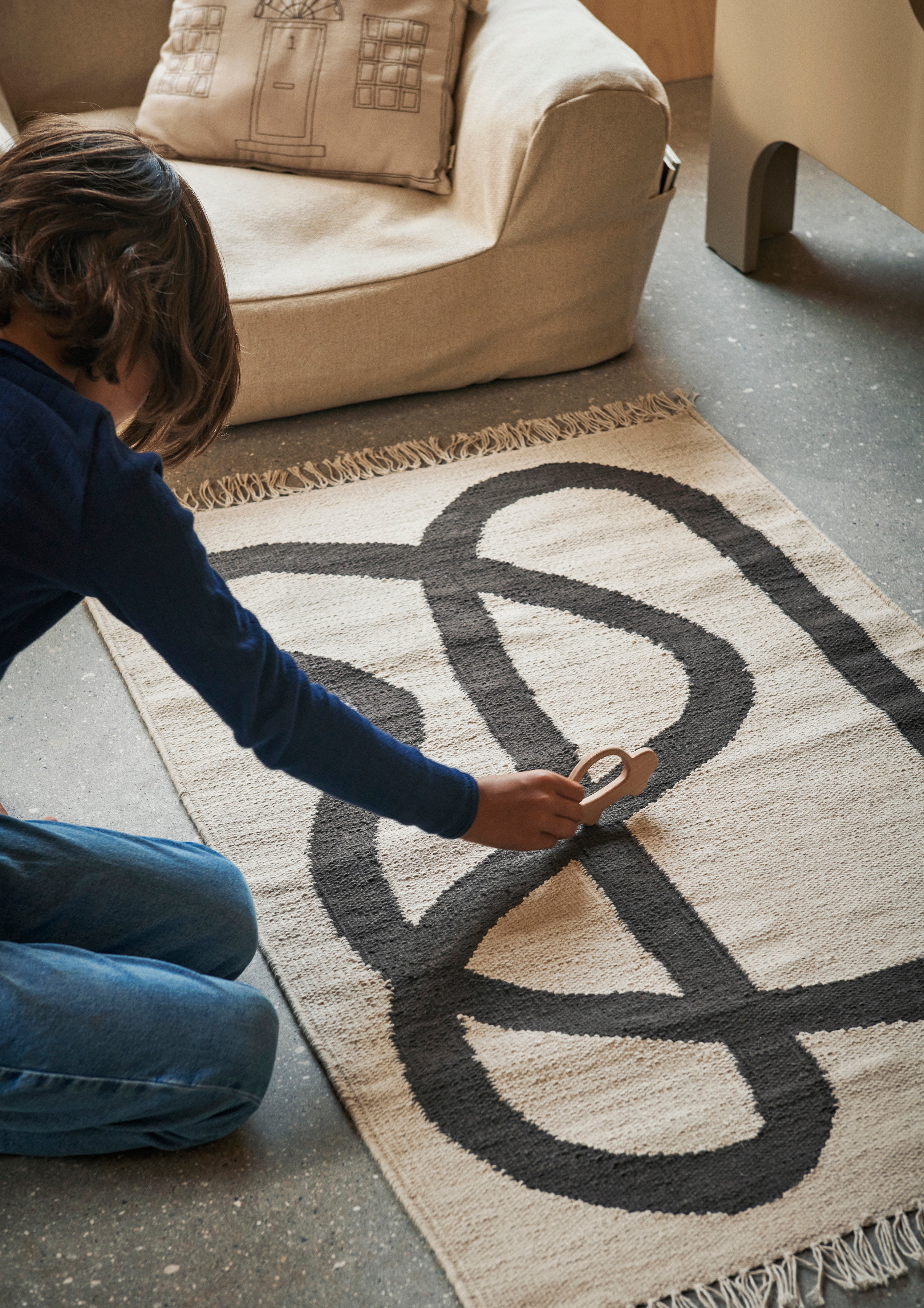 Dywan dziecięcy LANE beżowy z czekoladowym