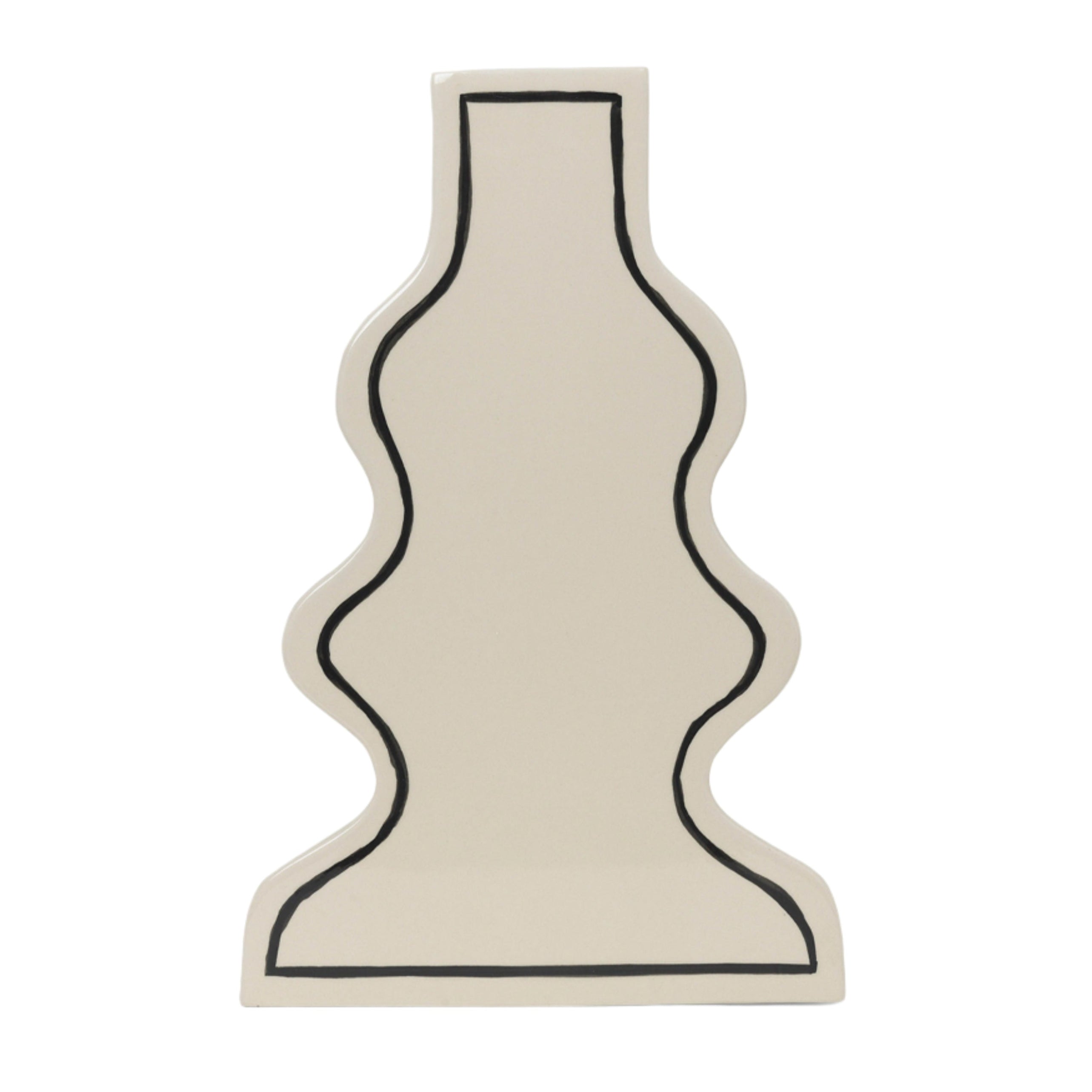 PASTE VASE CURVY vase in broken white with a black pattern