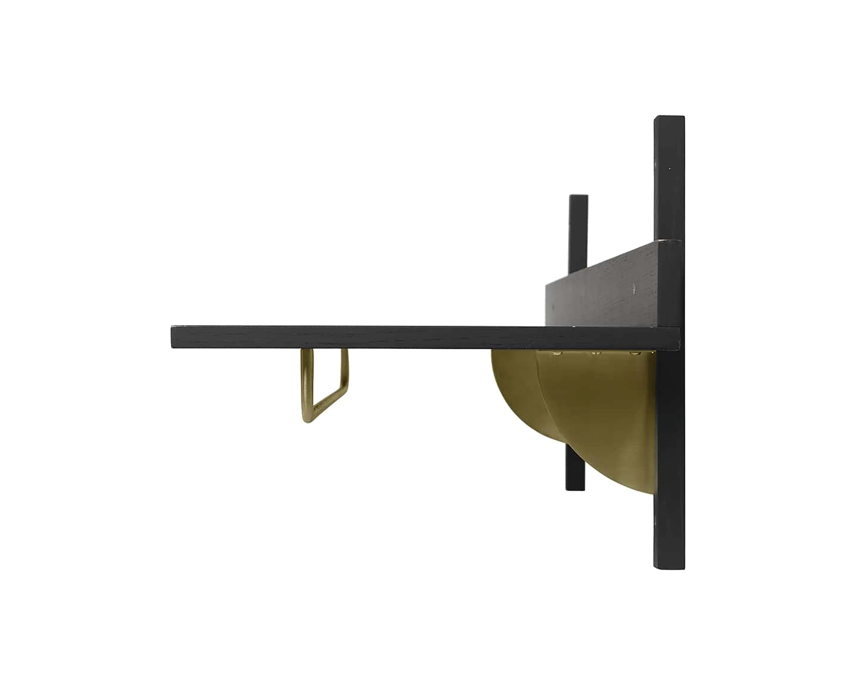 SECTOR RACK SHELF black ash veneer with brass finish