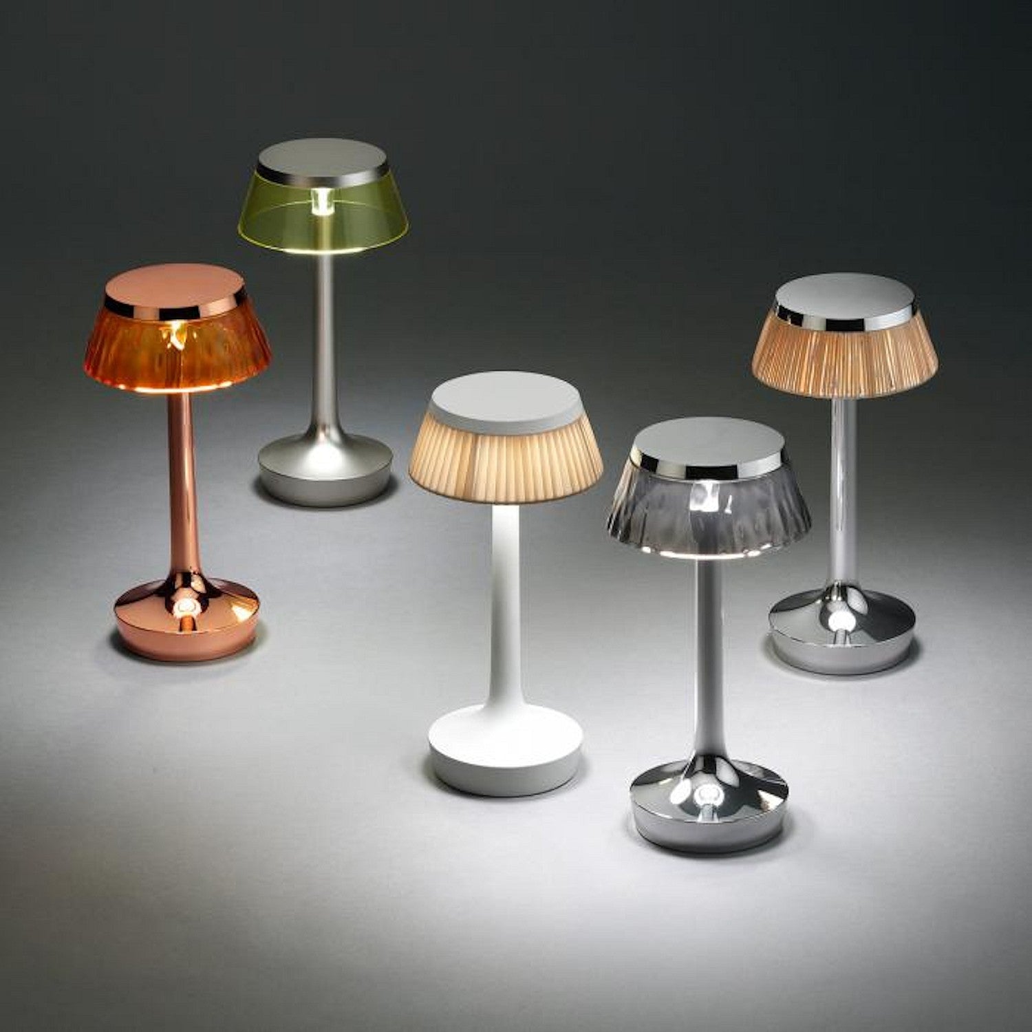 Portable lamp BON JOUR UNPLUGGED chrome with transparent shade