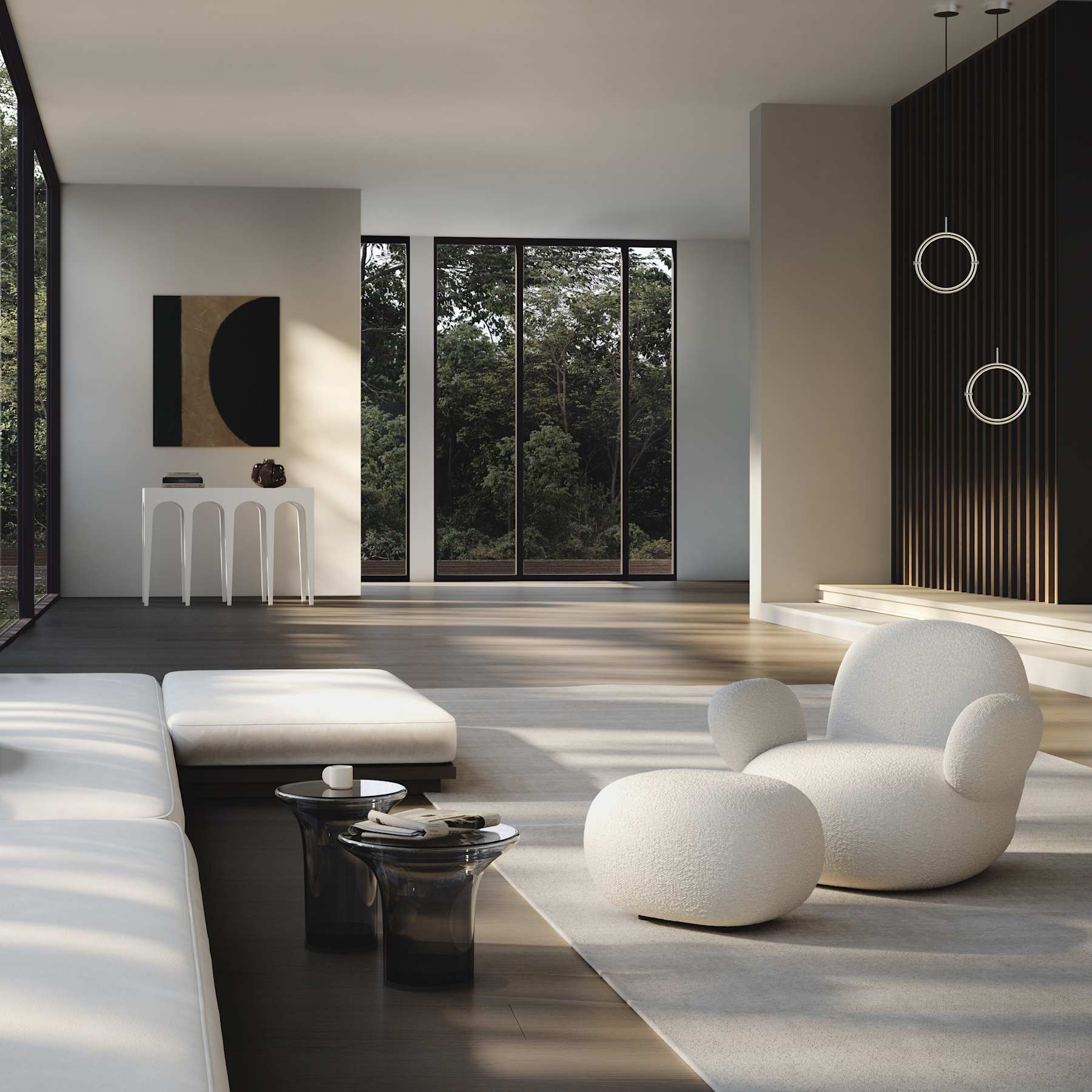 TRUMPET side table smoked glass