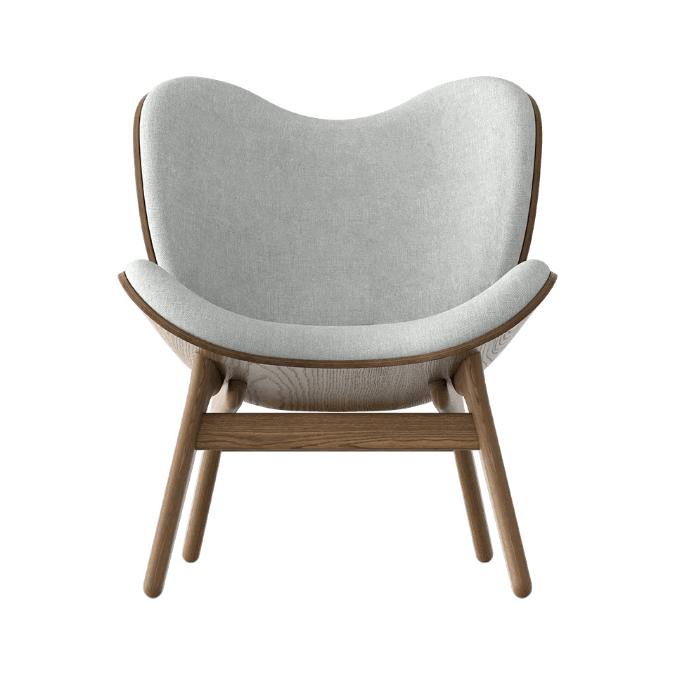 Fotel CONVERSATION PIECE baby blue z ciemno dębową podstawą UMAGE    Eye on Design