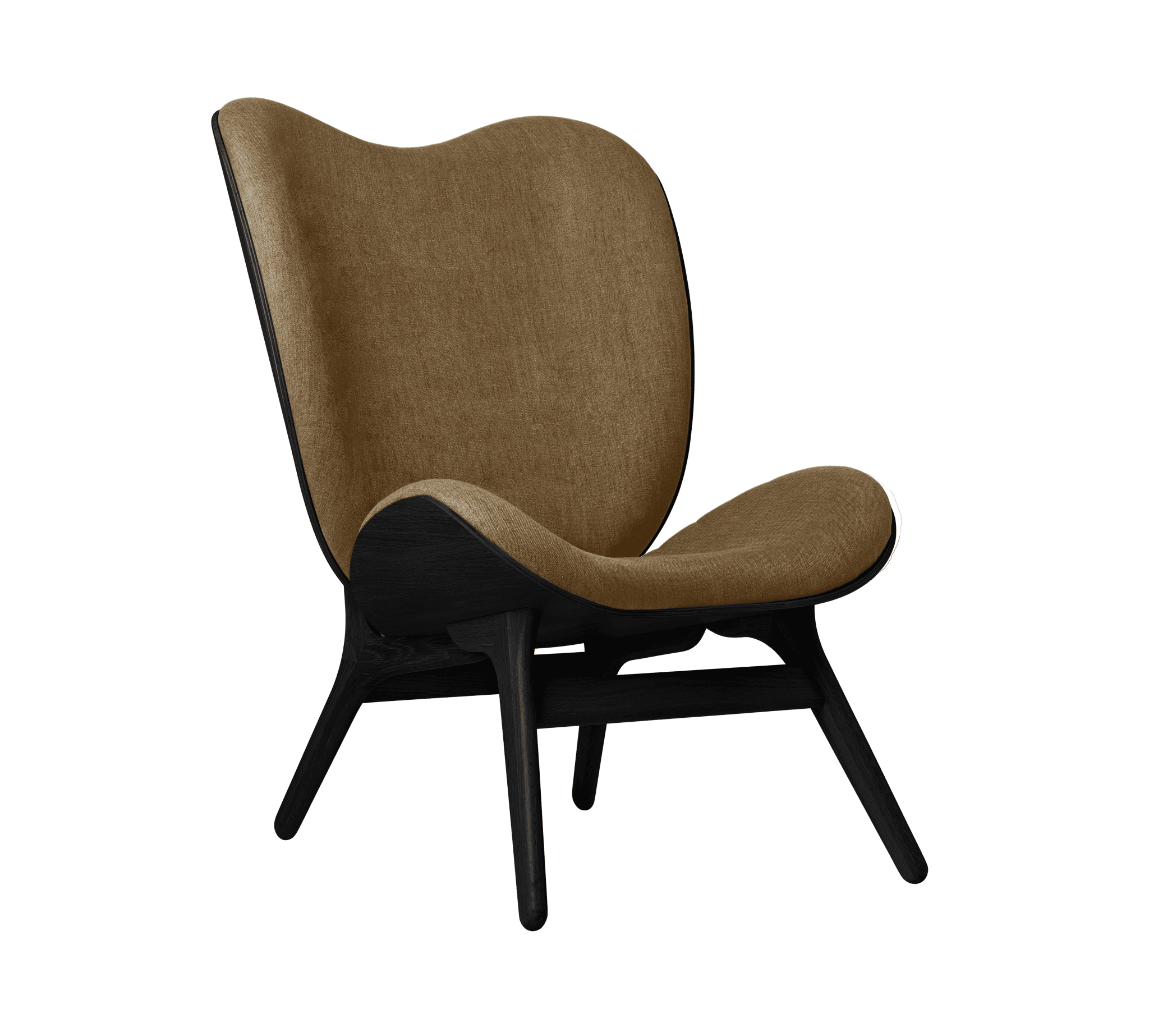 Fotel CONVERSATION PIECE TALL karmelowy z czarną podstawą UMAGE    Eye on Design