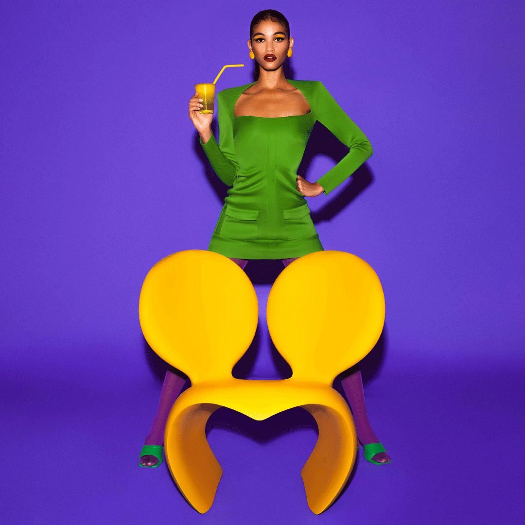 Fotel zewnętrzny DON'T F**K WITH THE MOUSE żółty Qeeboo    Eye on Design