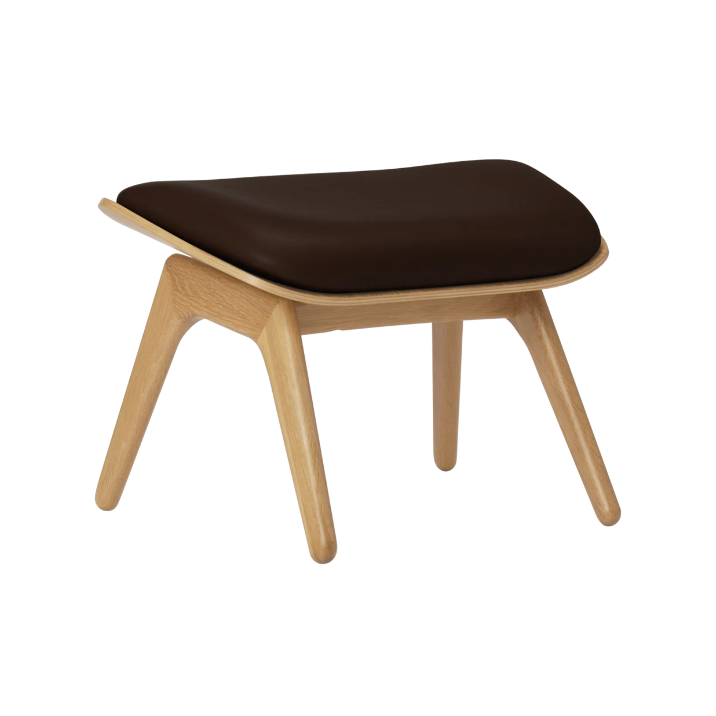 Podnožník READER hnědá kůže s dubovým podstavcem