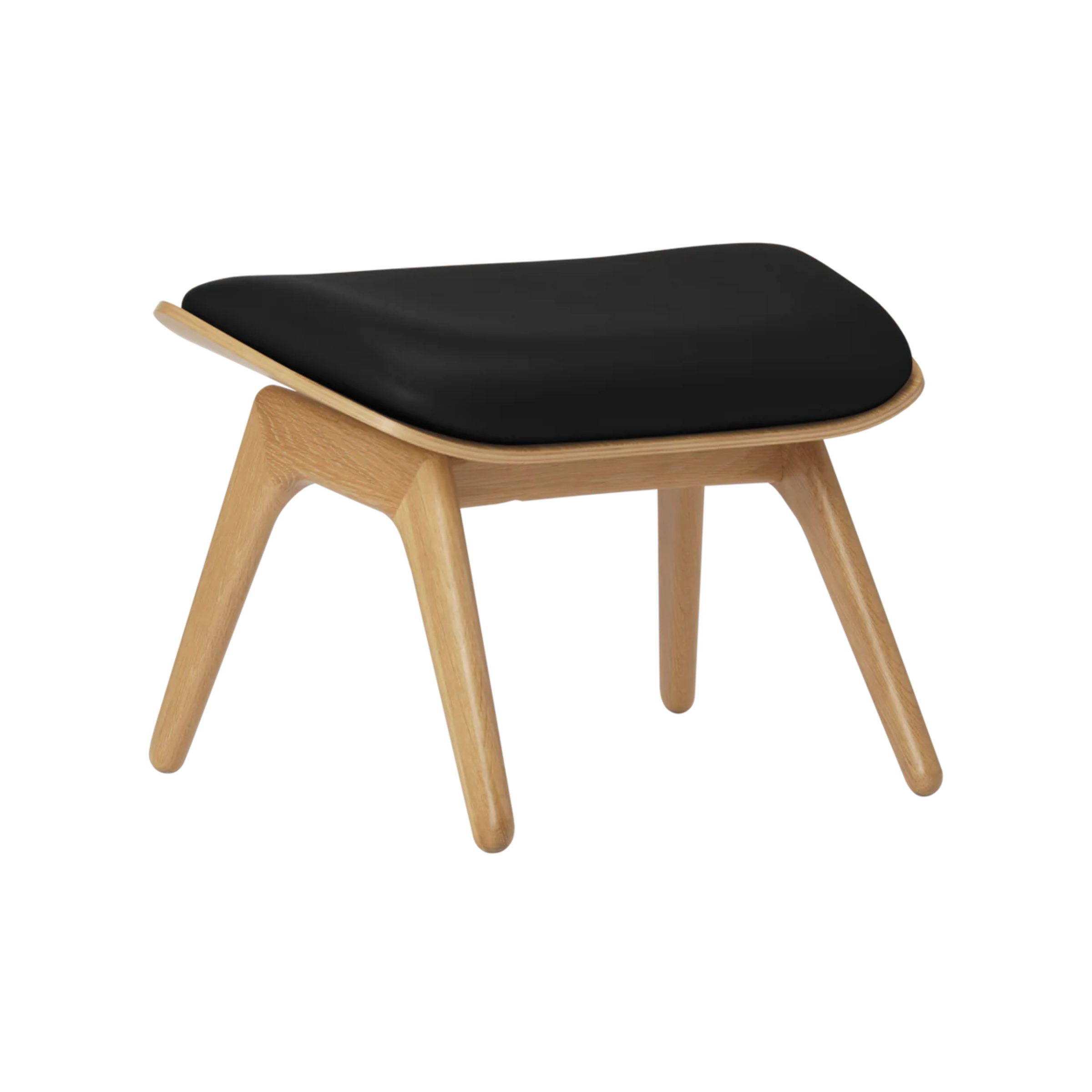 READER footrest black leather with oak base