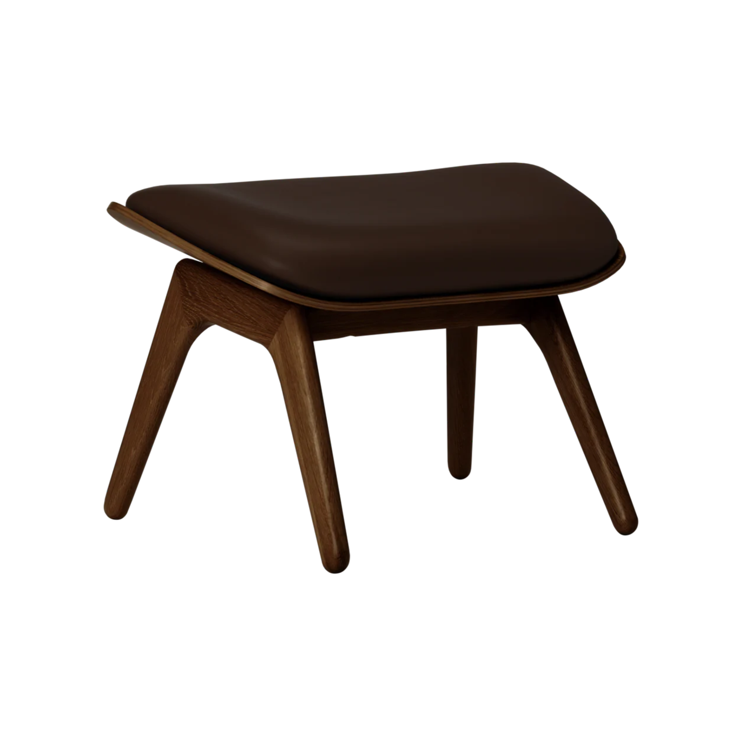 Podnožník READER hnědá kůže s tmavě dubovou základnou