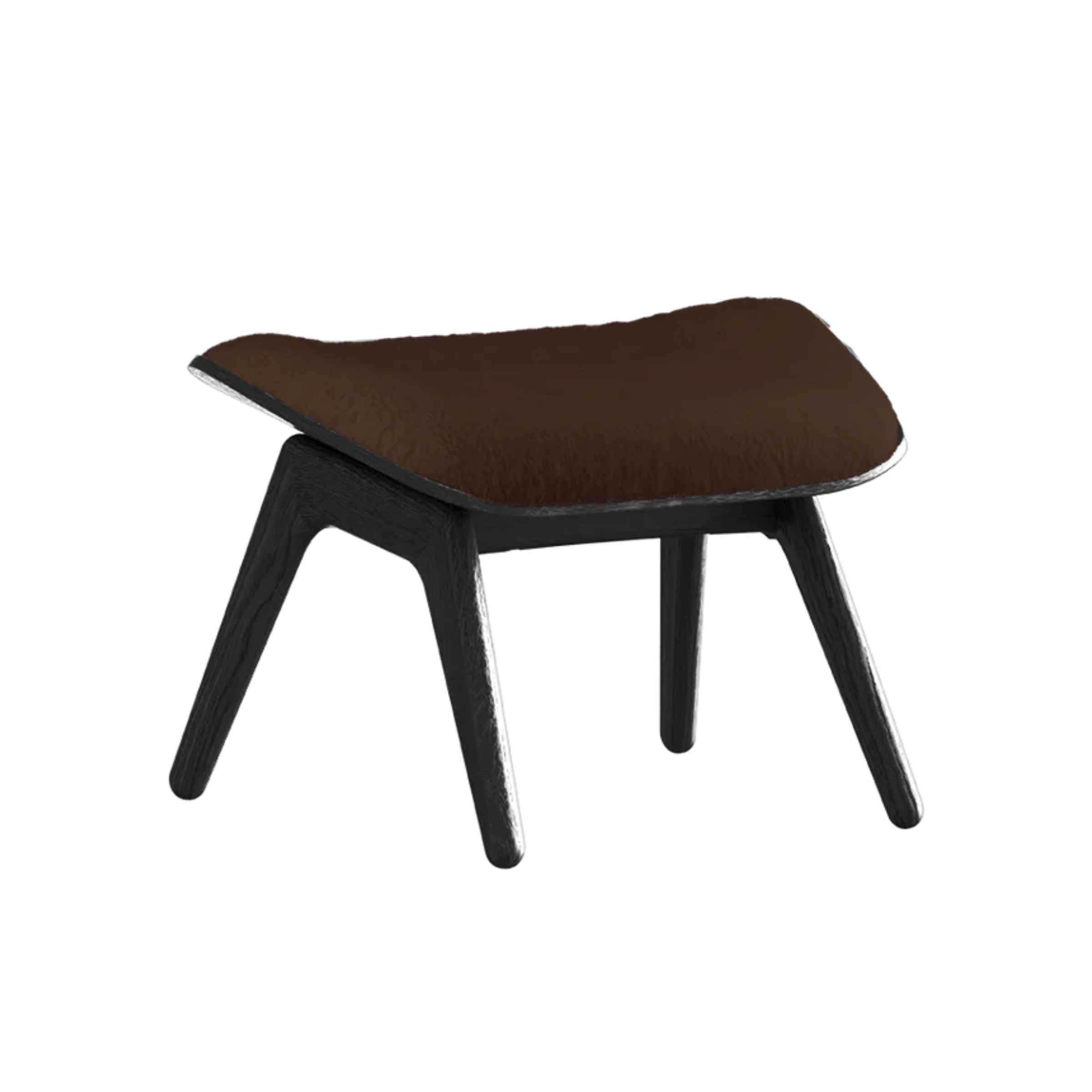 READER footstool brown plush with black base