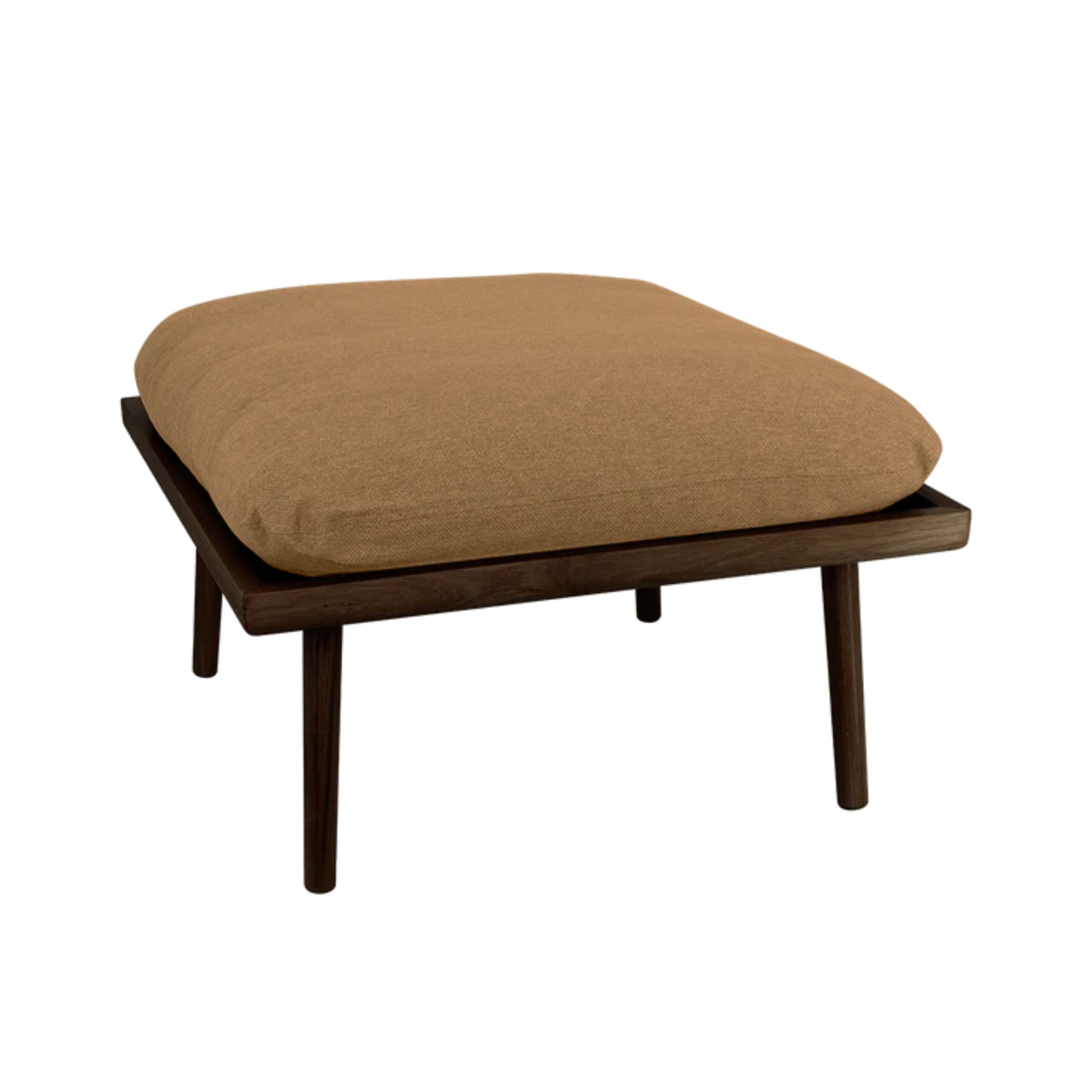 Puf LOUNGE AROUND SHUFFLE karamelový s tmavě dubovým podstavcem