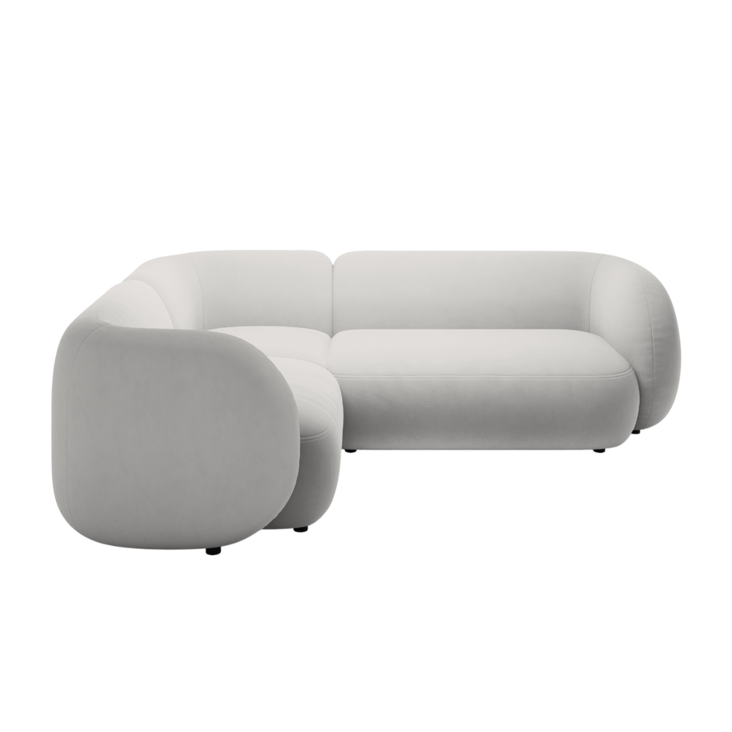 Sametový rohový gauč levostranný pro 4 osoby KATE světle šedý