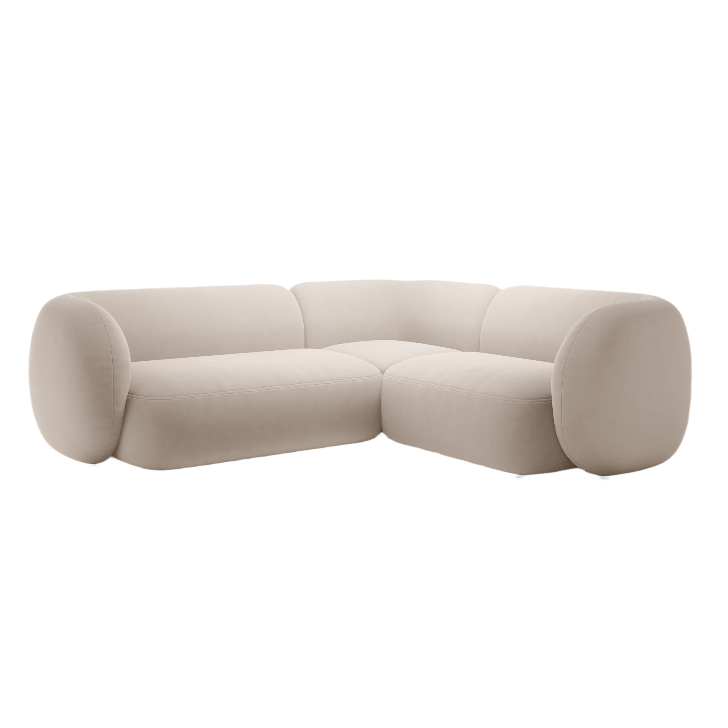 Right-facing velvet corner sofa for 4 people KATE beige