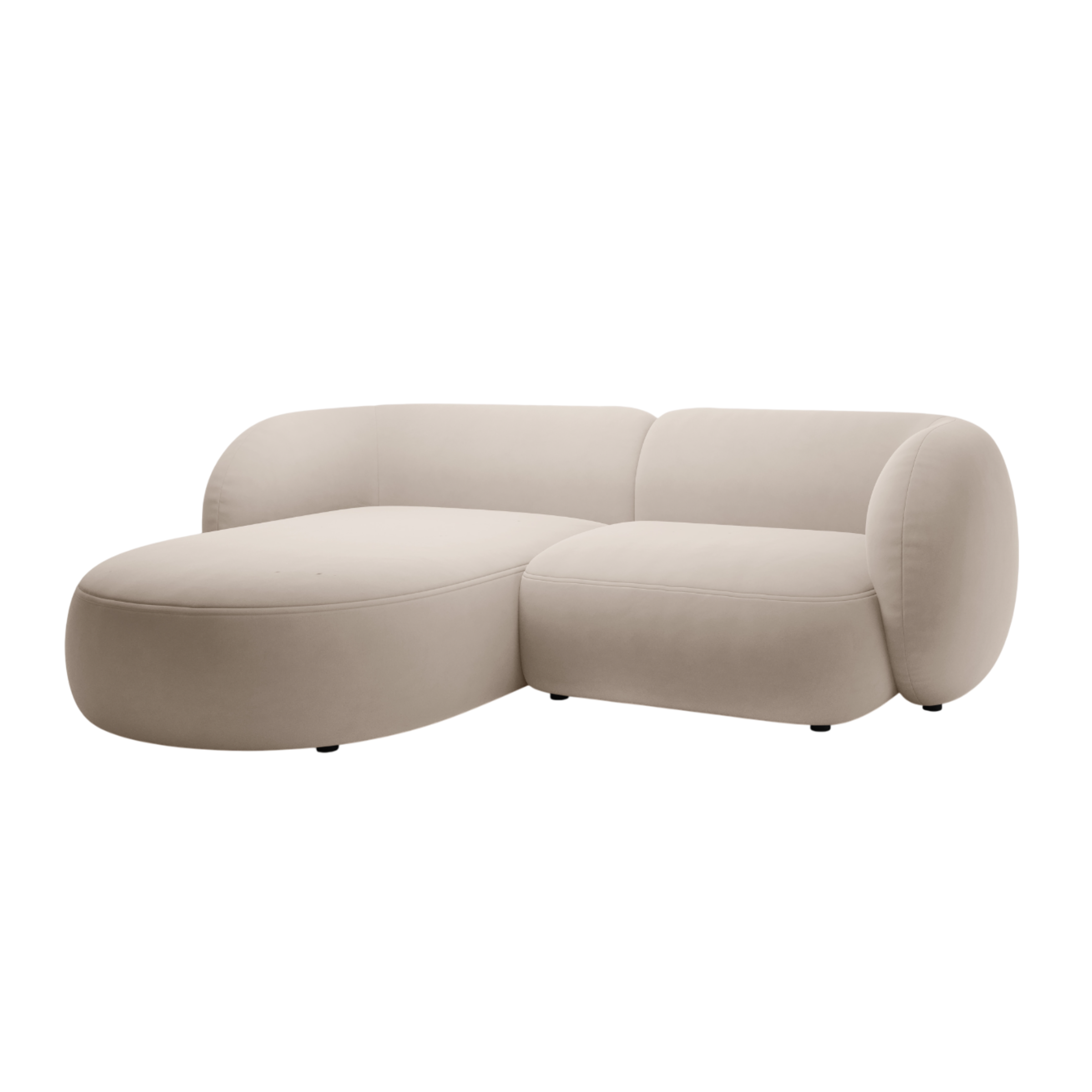 Left-facing velvet corner sofa for 2 people KATE beige