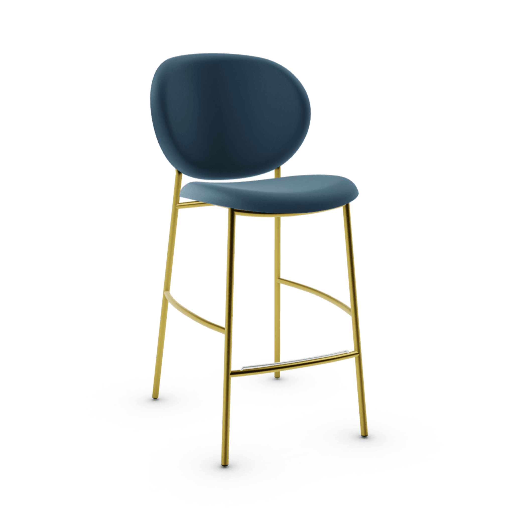 Hoker aksamitny INÈS niebieski Calligaris polerowany mosiądz   Eye on Design