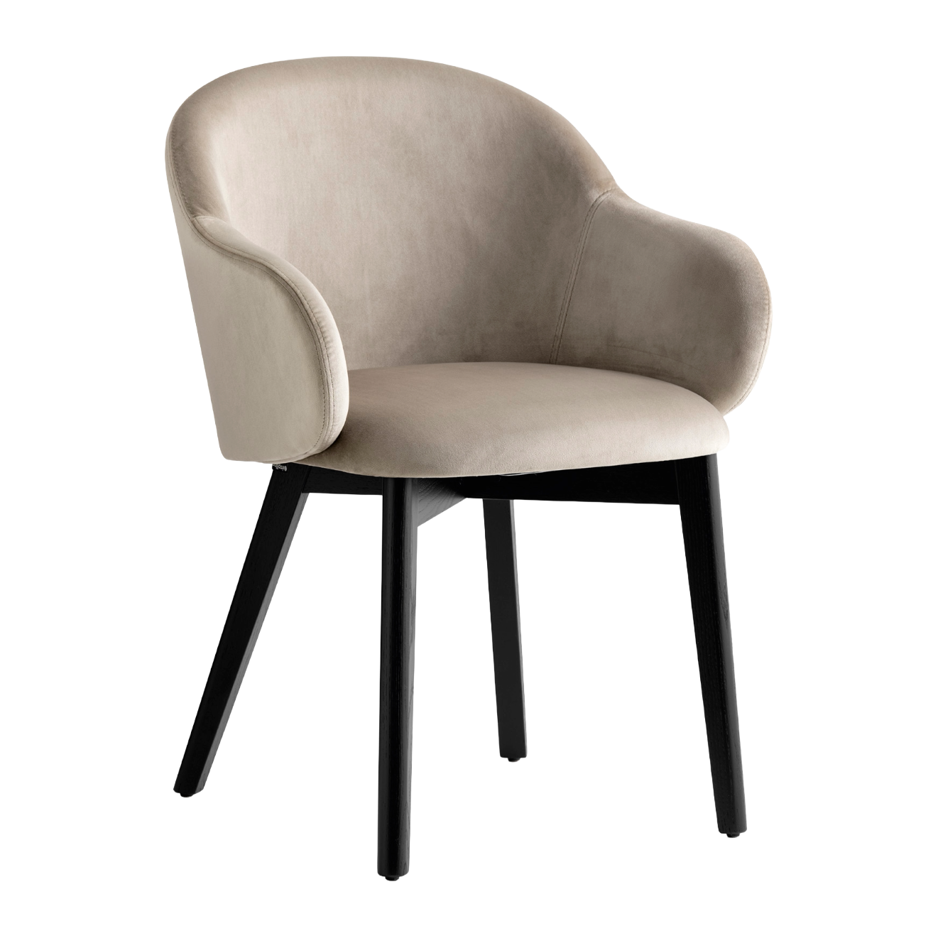 Křeslo s područkami HOLLY FAB čalouněné s černým dřevěným podstavcem