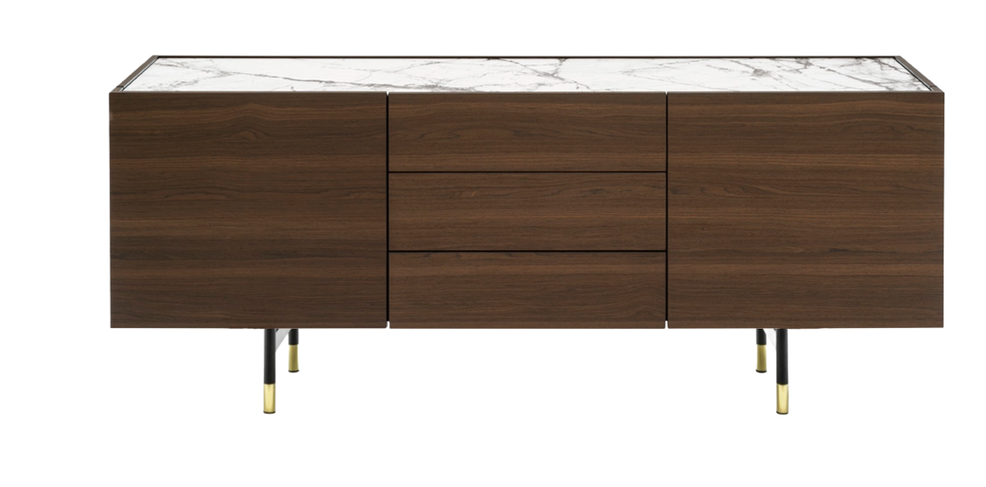 Komoda HORIZON tmavé dřevo s bílou deskou