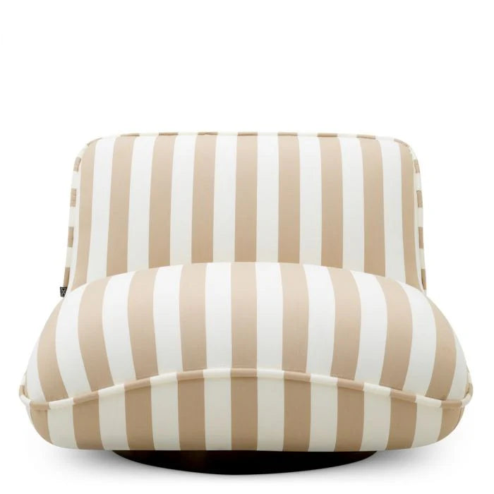 White RELAX Swivel Outdoor Armchair with Cream Accents