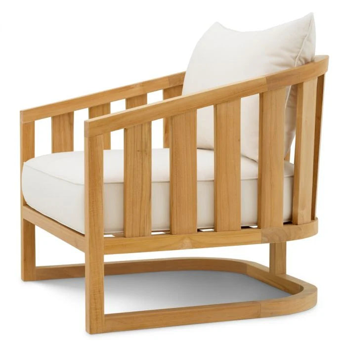 ARUBA Cream Outdoor Armchair with Wooden Base