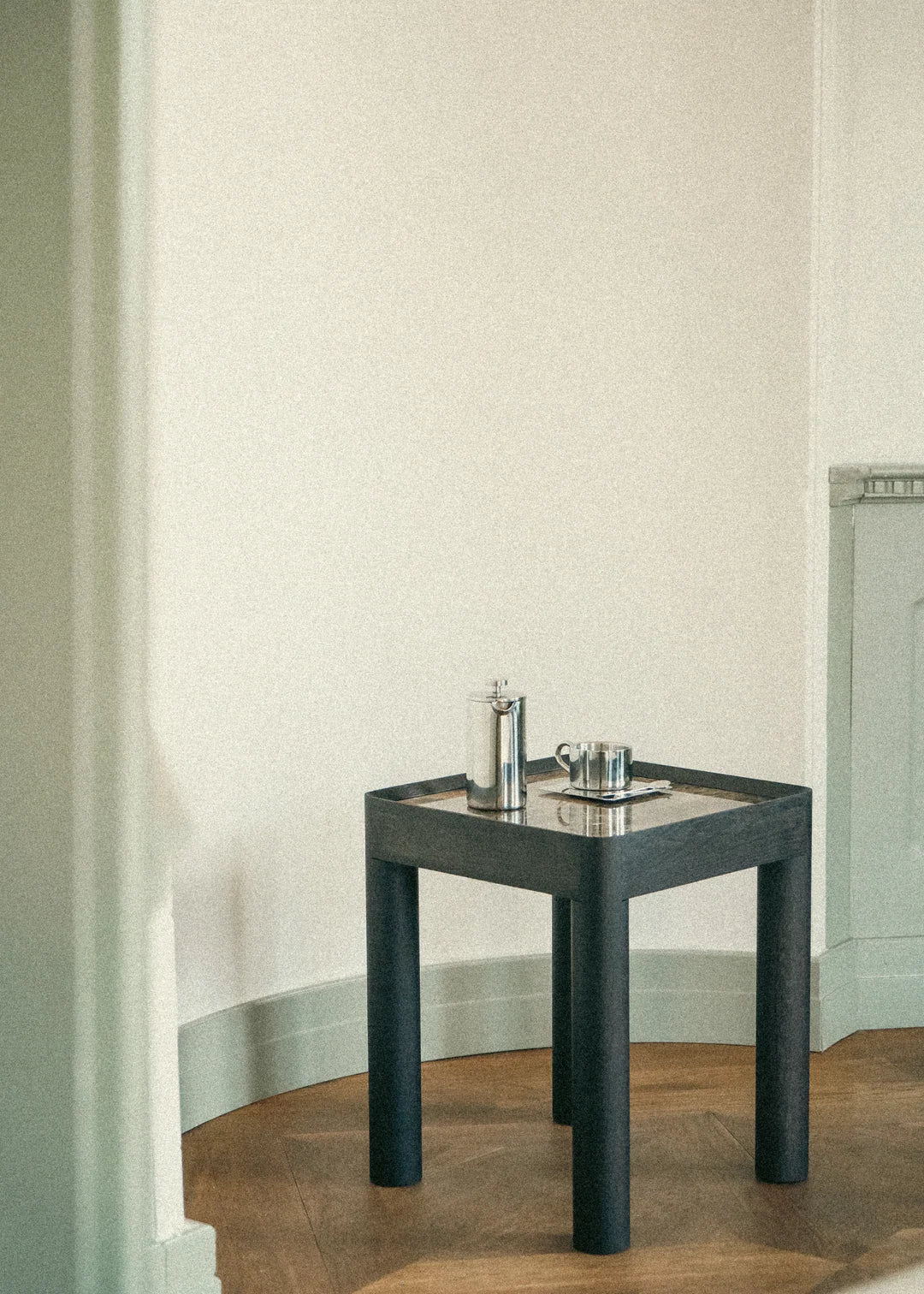 Inset High Side Table Dark Oak Wood