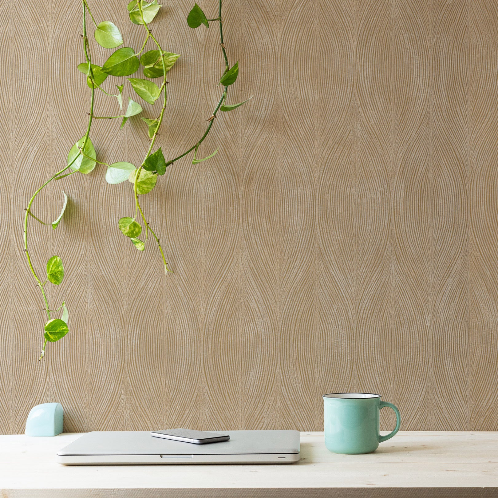 Strukturovaná metalická tapeta s abstraktním vzorem KERAMOS - MARRON GLACÉ hnědá