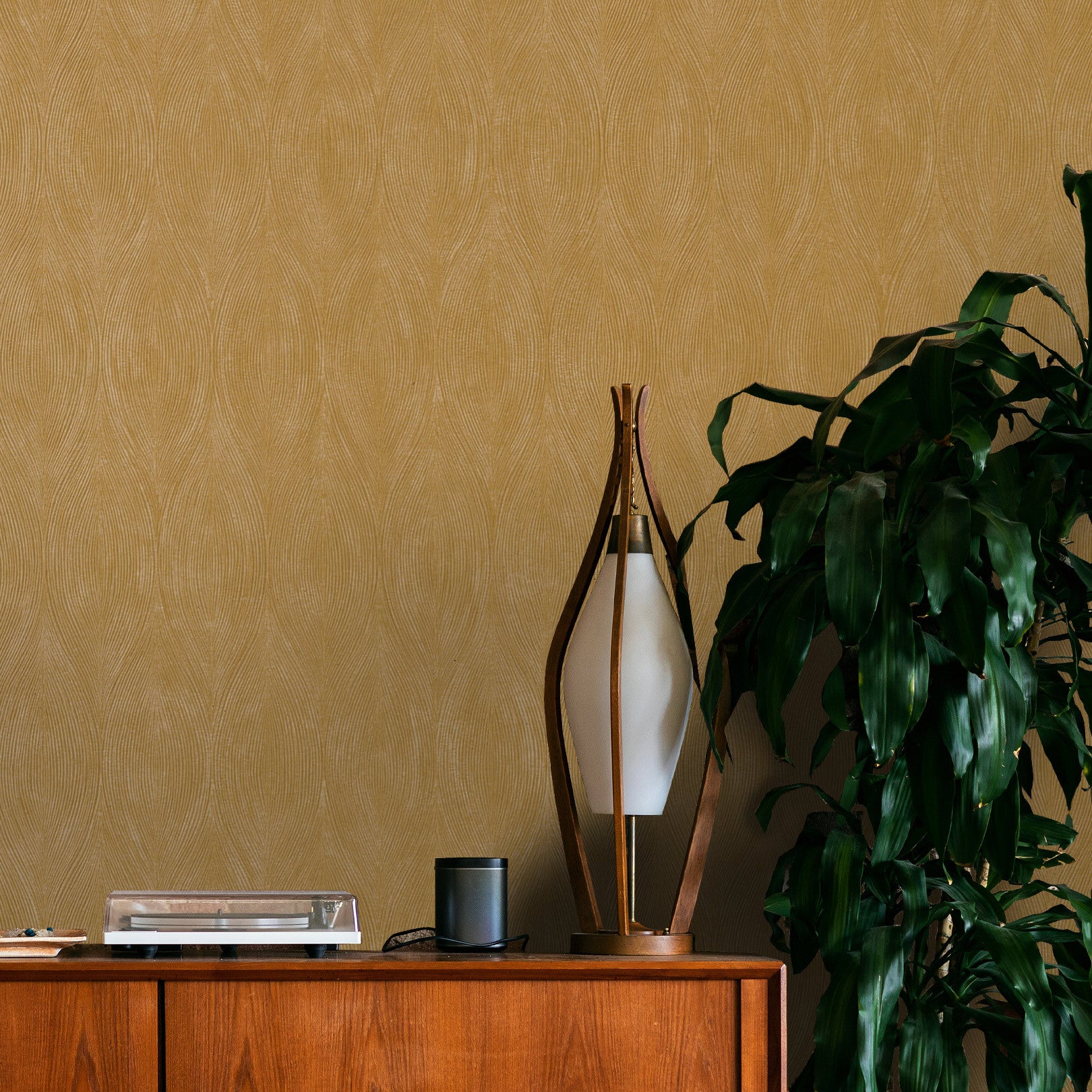 Tapeta strukturovaná metalická s abstraktním vzorem KERAMOS - JAUNE D'OR tmavě žlutá