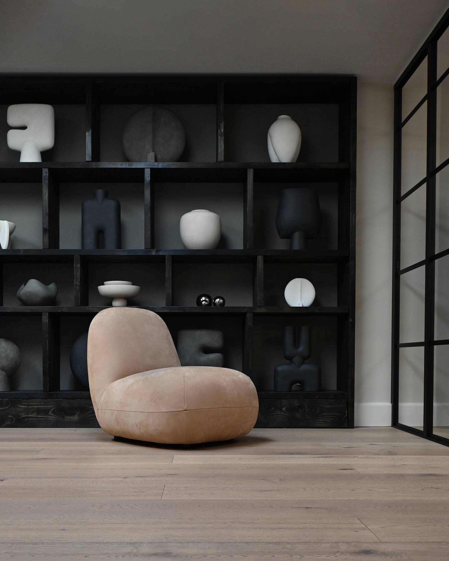 TOE FLAT armless armchair beige nubuck leather