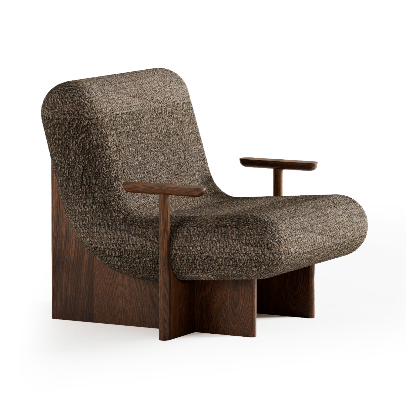 KIVO Armchair in Brown with Dark Oak Base