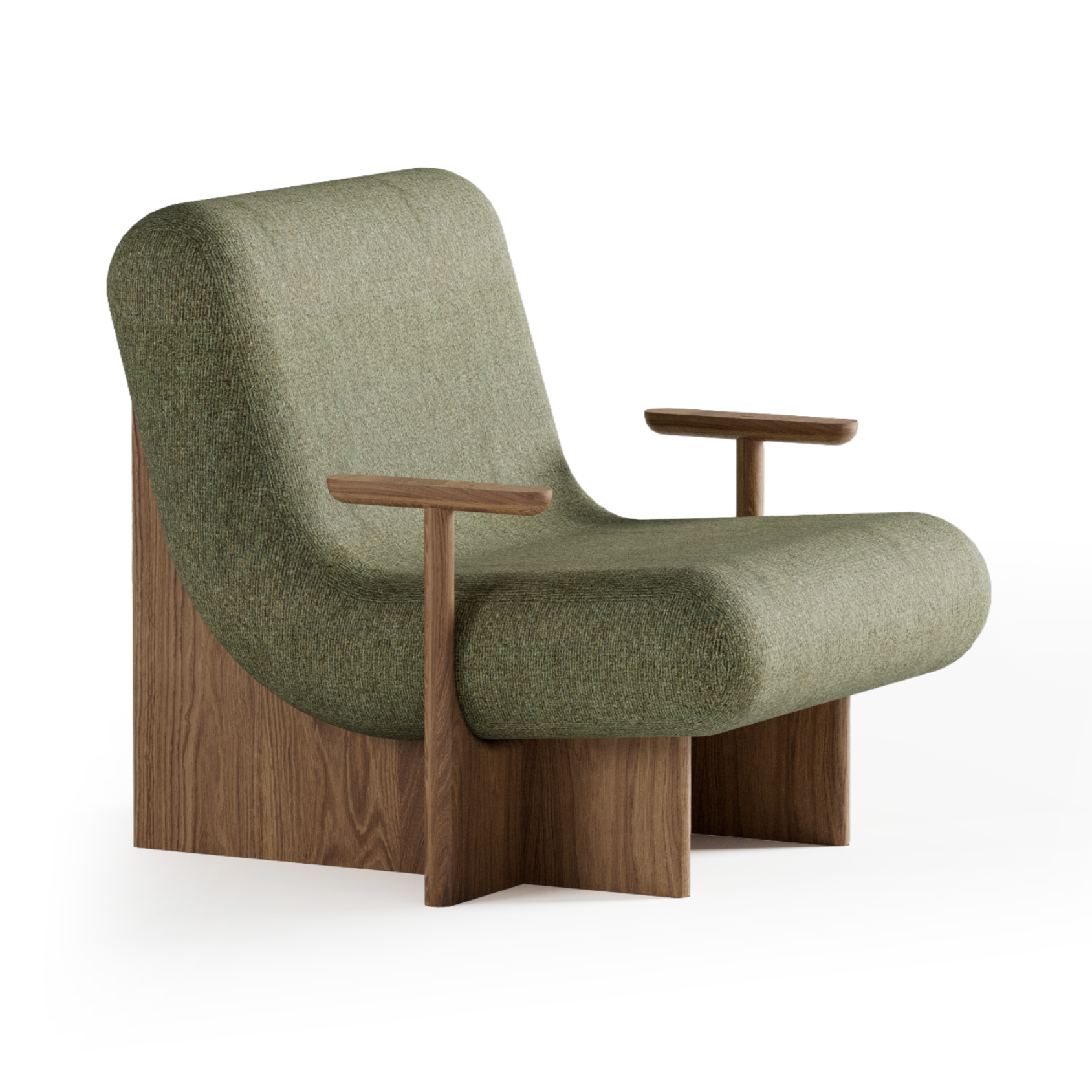 KIVO Green Armchair with Oak Base