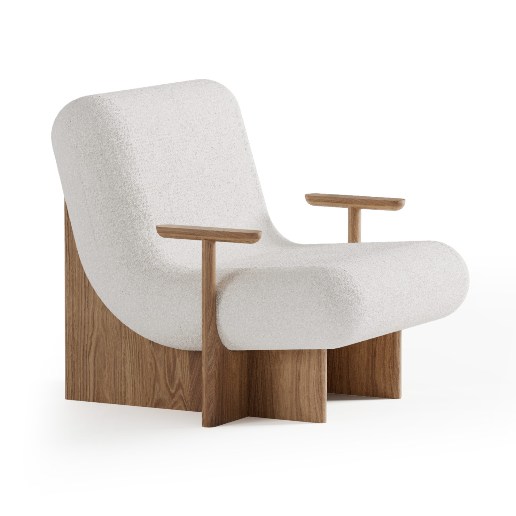 KIVO Armchair in White with Oak Base