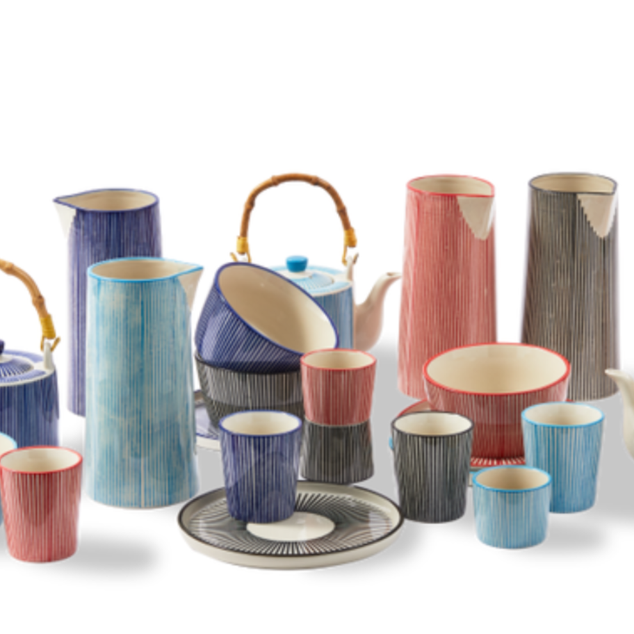 Sada hrnků na kávu MARINE STRIPED barevná kamenina