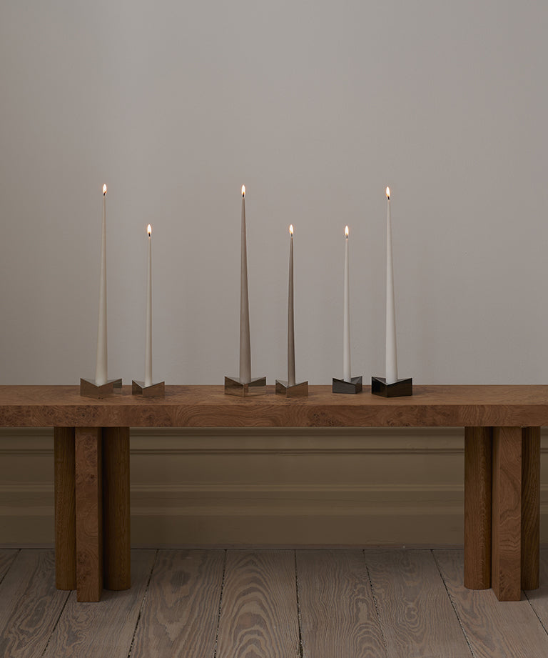 Set of 4 candles stoff nagel white